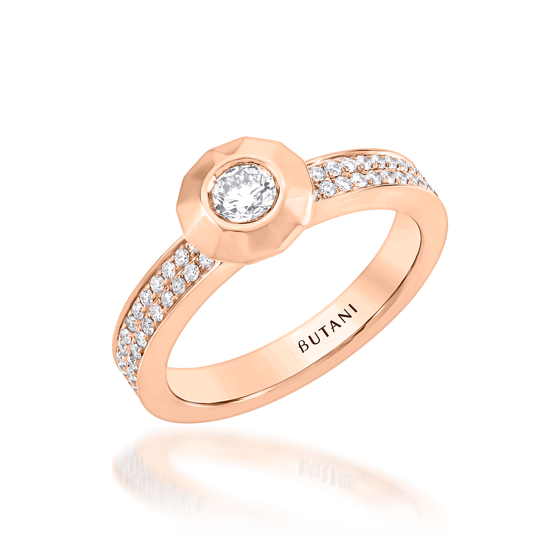Metropolitan Round-cut Diamond Ring in 18K Rose Gold