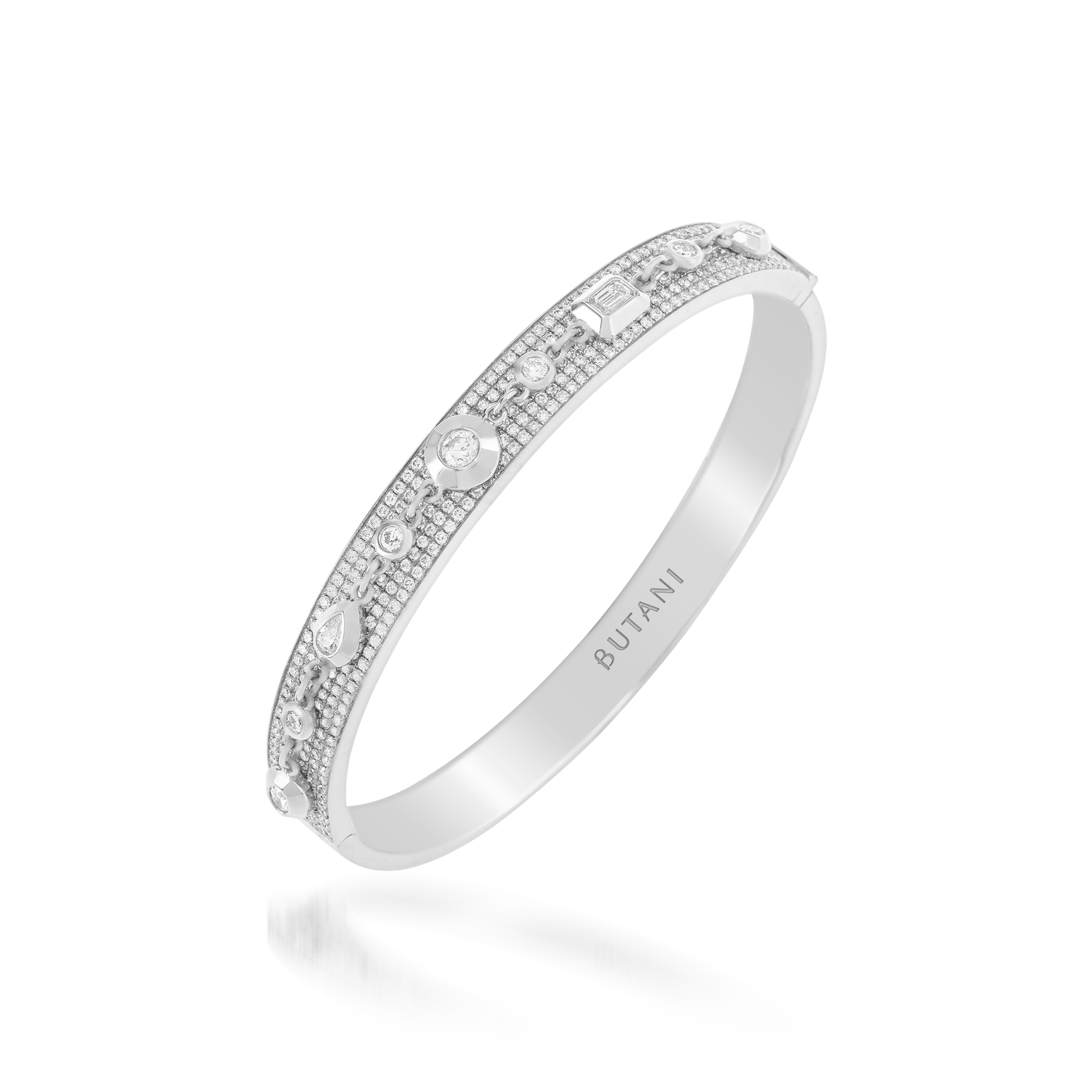 Metropolitan Diamond Chain Bangle In 18K White Gold