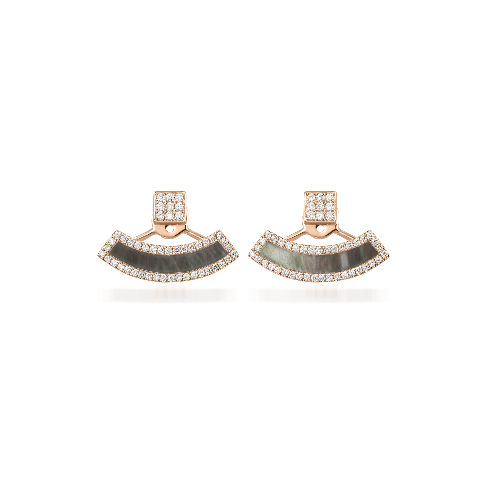 Nova Diamond and Grey Mother of Pearl Fan Earrings In 18K Rose Gold