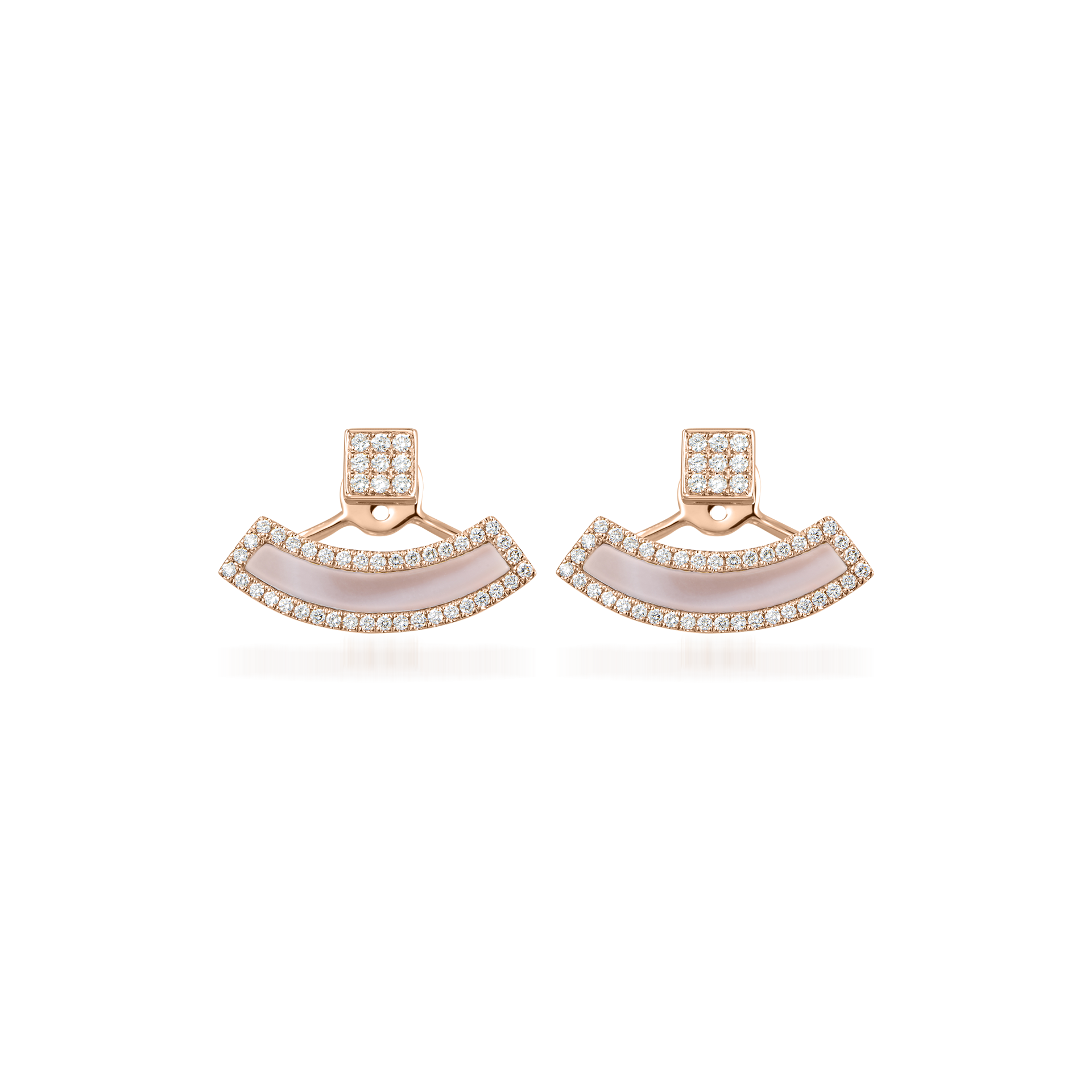 Nova Diamond and Pink Mother of Pearl Fan Earrings In 18K Rose Gold