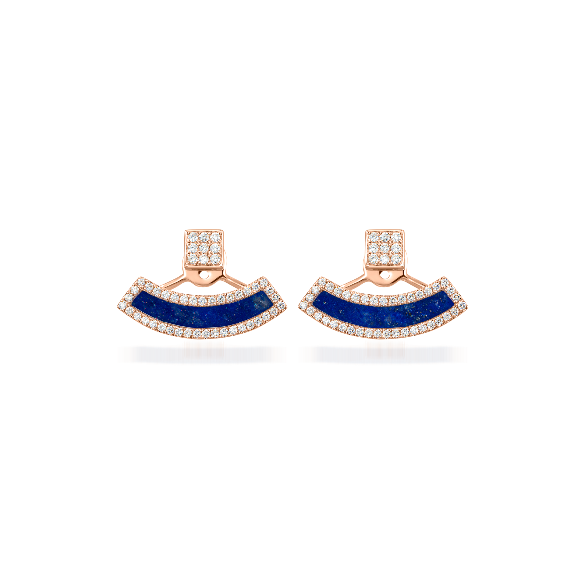 Nova Diamond and Lapis Lazuli Fan  Earrings In 18K Rose Gold