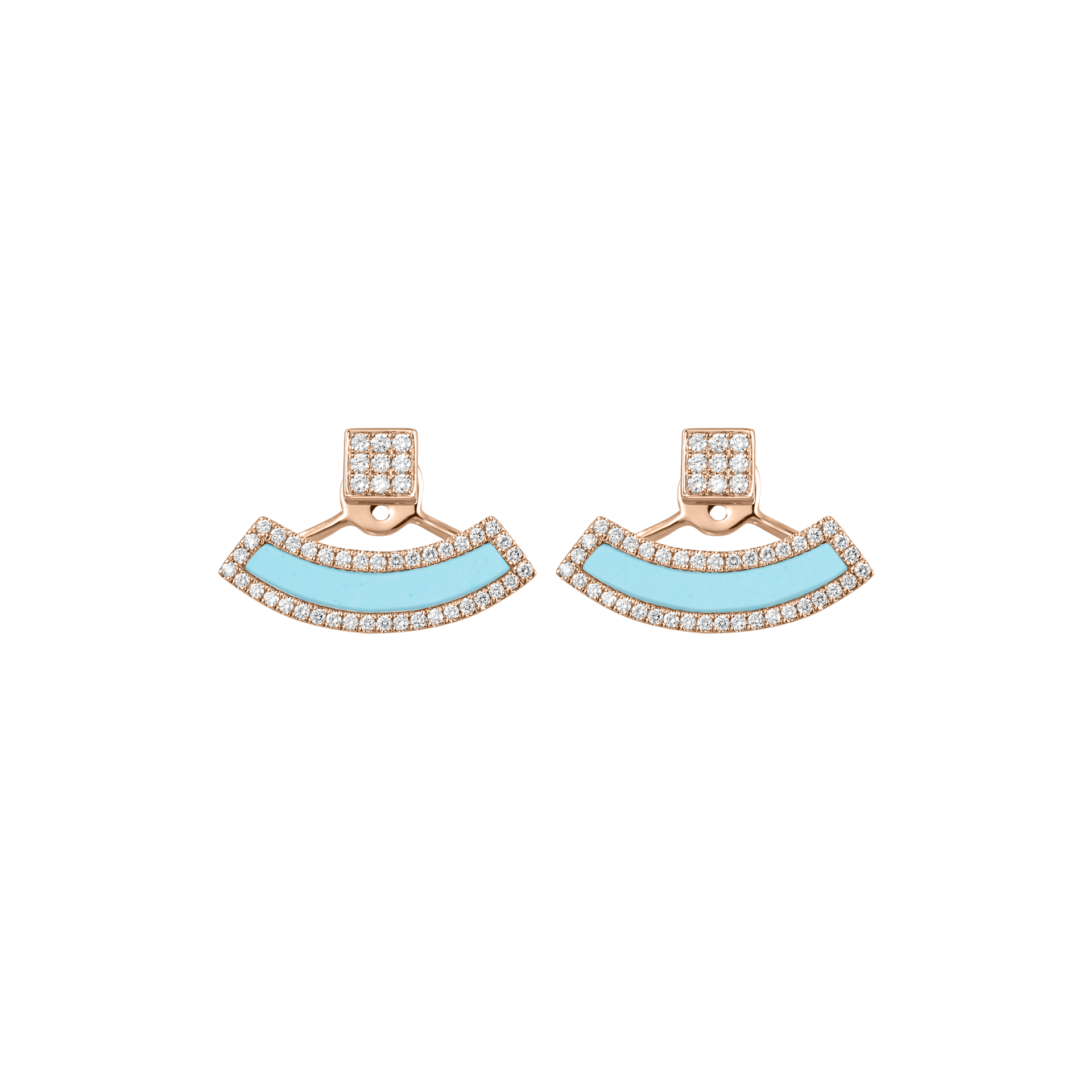 Nova Diamond and Turquoise Fan Earrings In 18K Rose Gold
