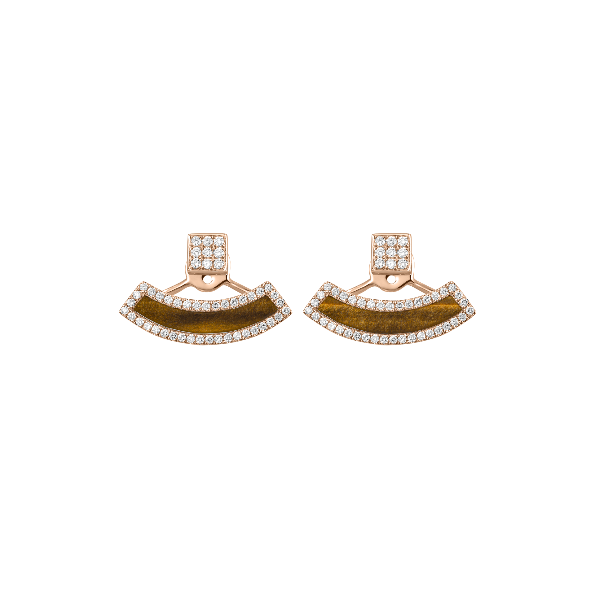 Nova Diamond and Tiger Eye Fan Earrings In 18K Rose Gold