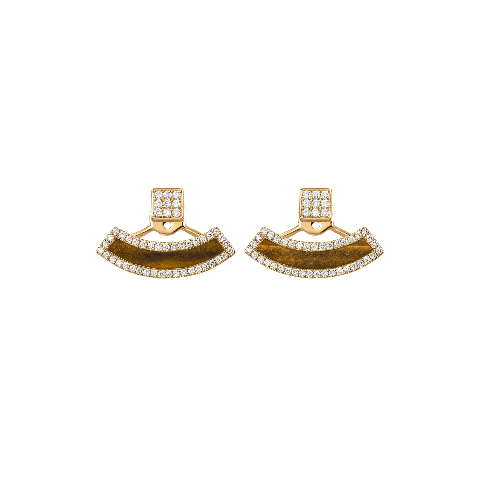 Nova Diamond and Tiger Eye Fan Earrings In 18K Yellow Gold