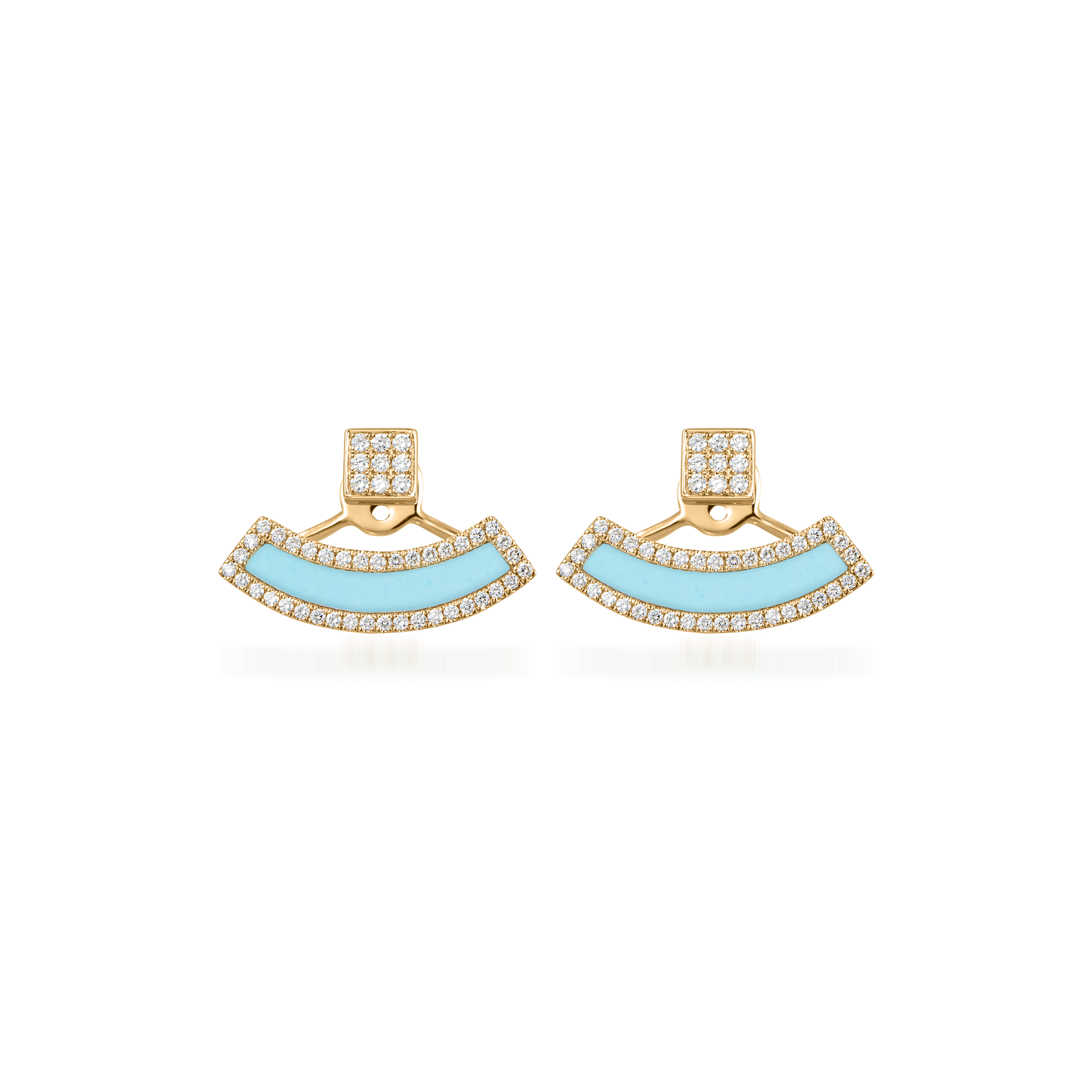 Nova Diamond and Turquoise Fan Earrings In 18K Yellow Gold