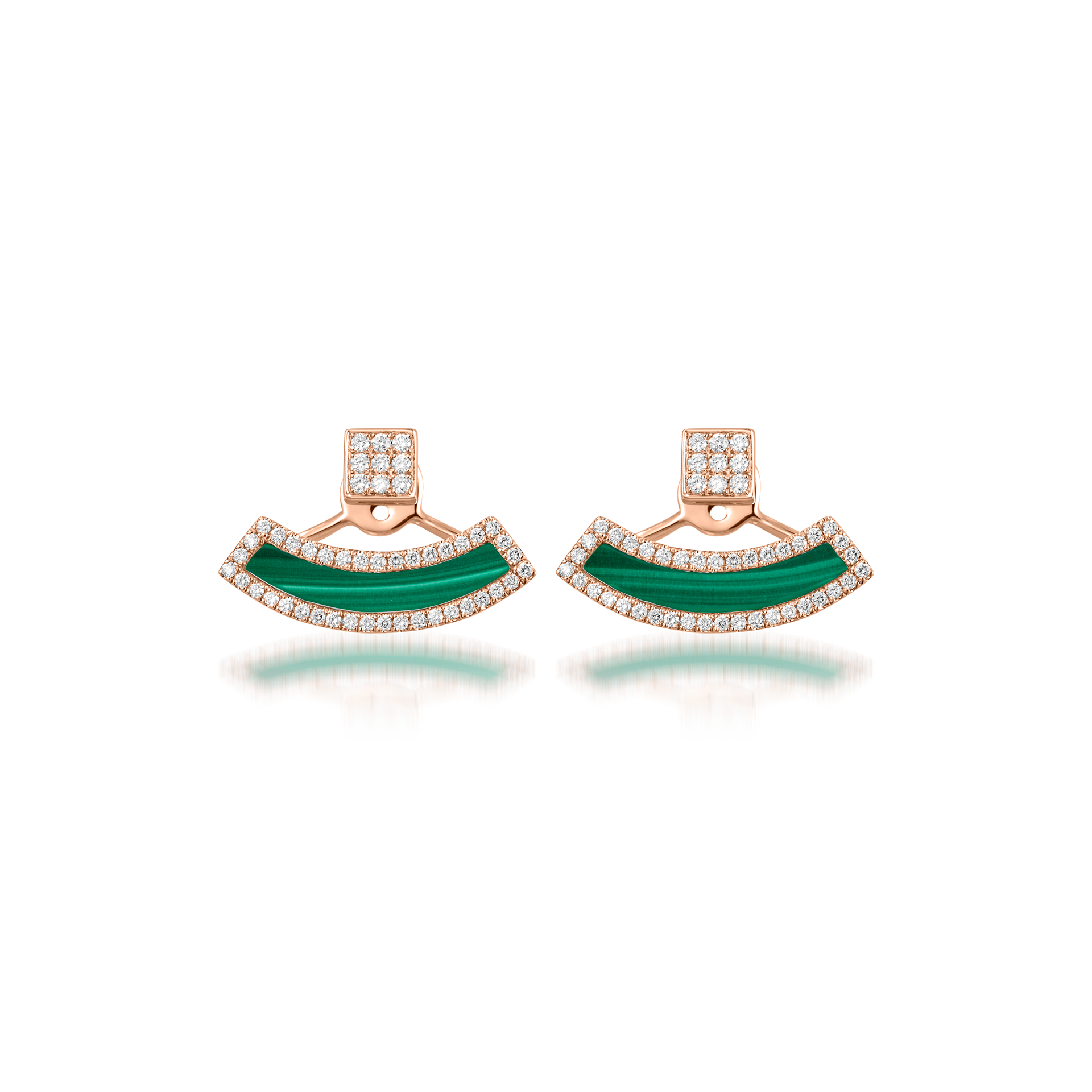 Nova Diamond and Malachite Fan Earrings In 18K Rose Gold