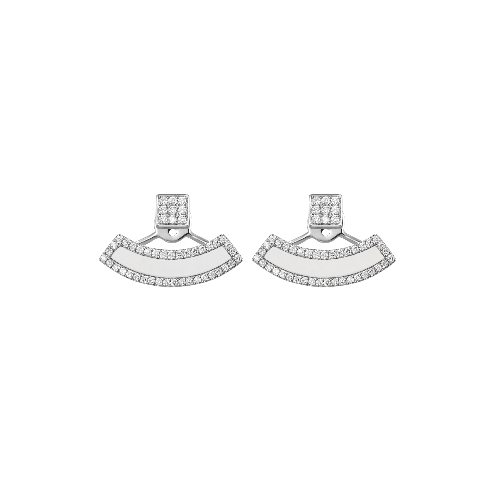 Nova Diamond and White Agate Fan Earrings In 18K White Gold