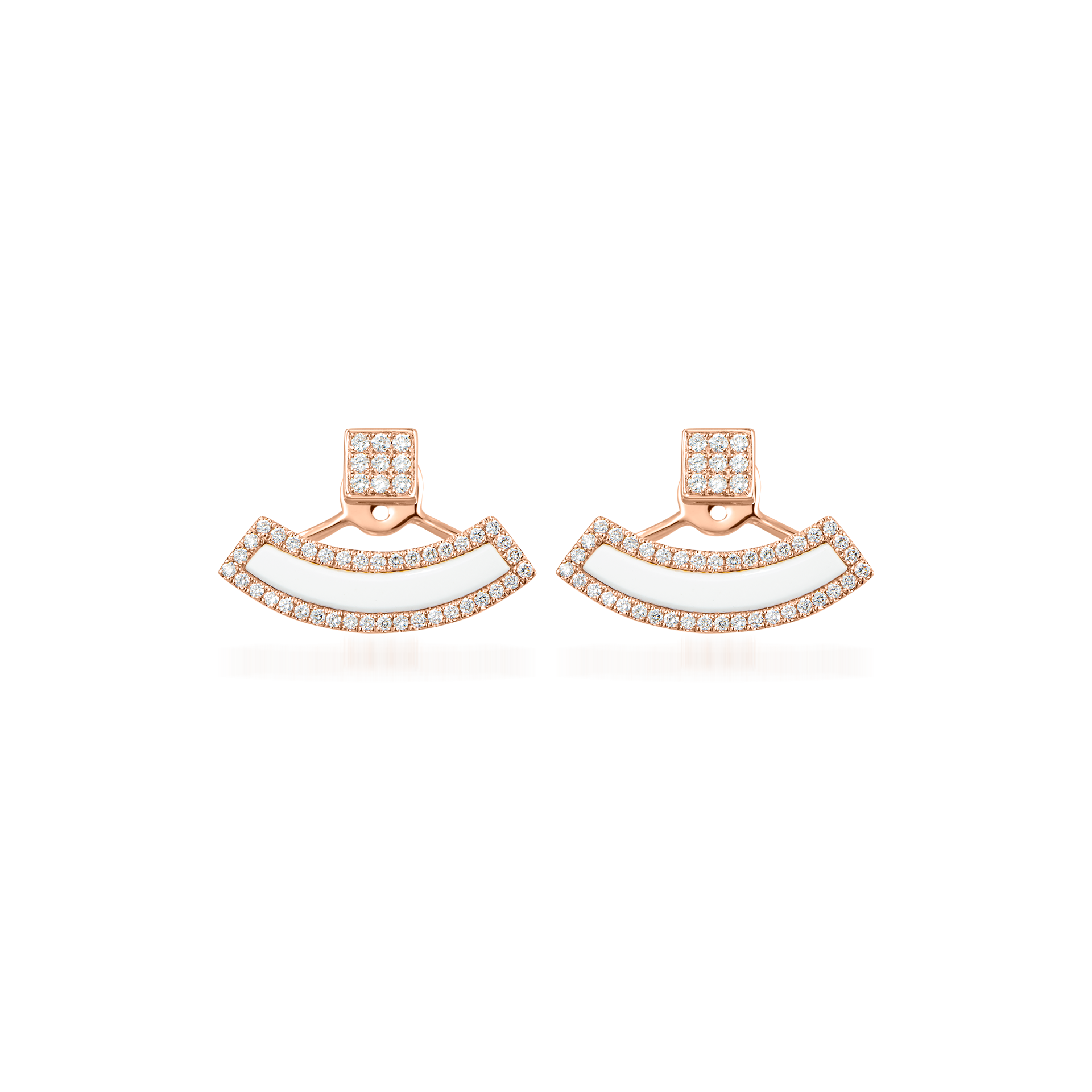 Nova Diamond and White Agate Fan Earrings In 18K Rose Gold