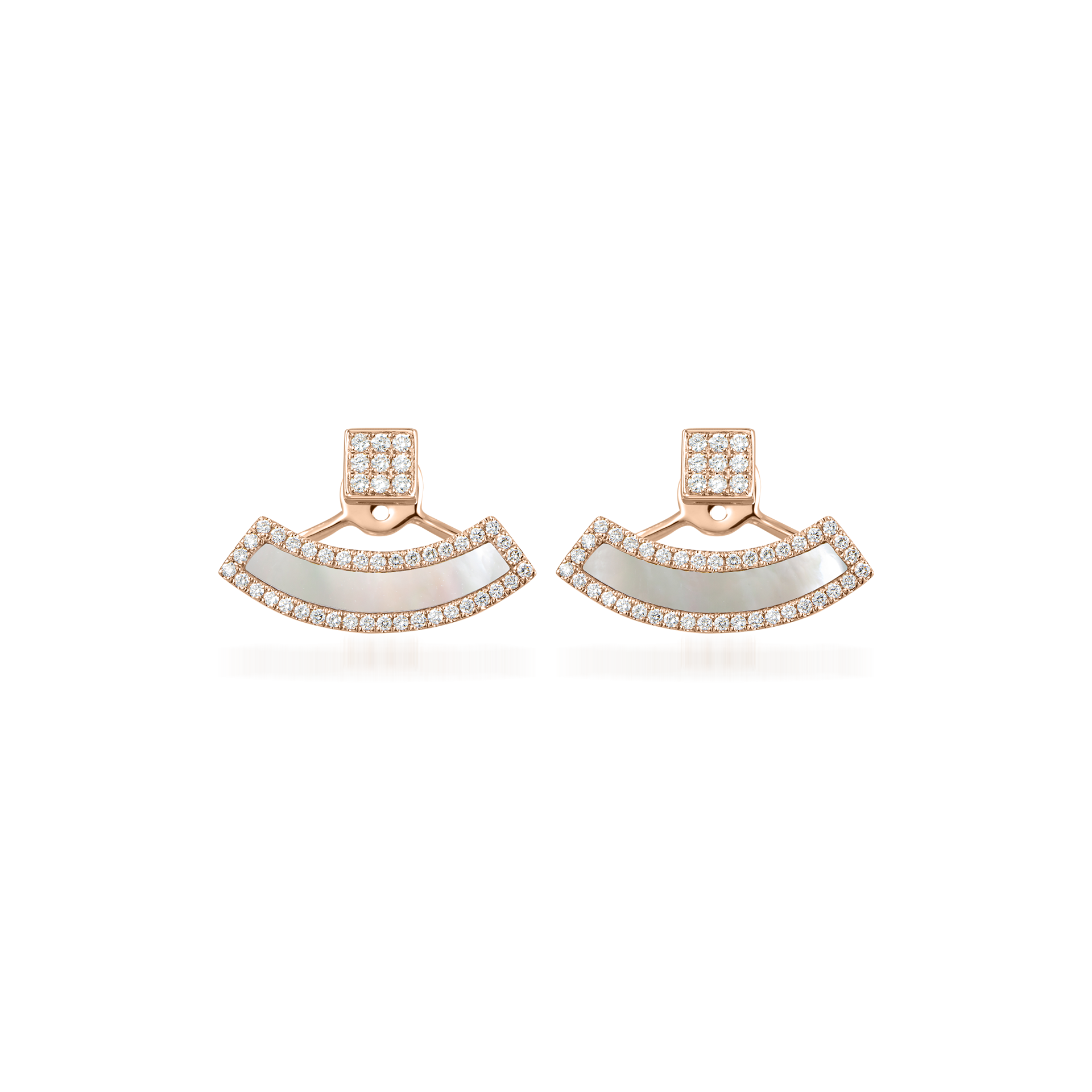 Nova Diamond and White Mother of Pearl Fan Earrings In 18K Rose Gold