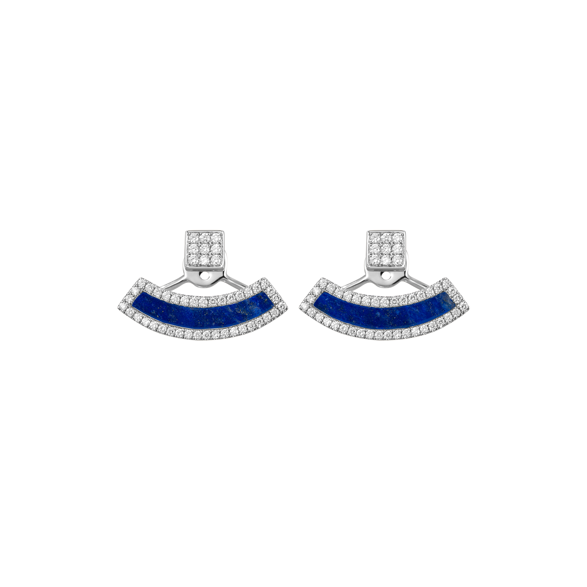 Nova Diamond and Lapis Lazuli Fan  Earrings In 18K White Gold