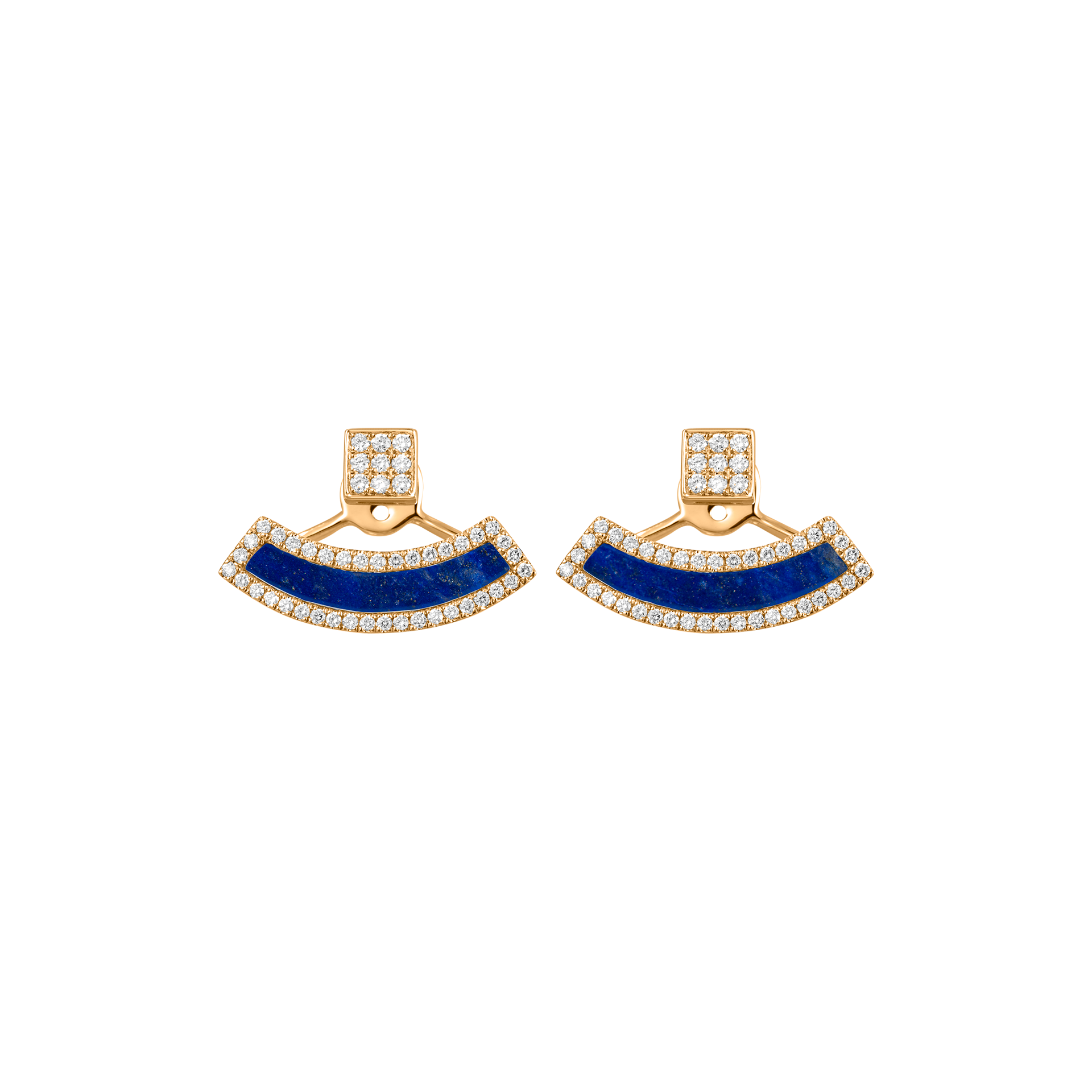 Nova Diamond and Lapis Lazuli Fan  Earrings In 18K Yellow Gold