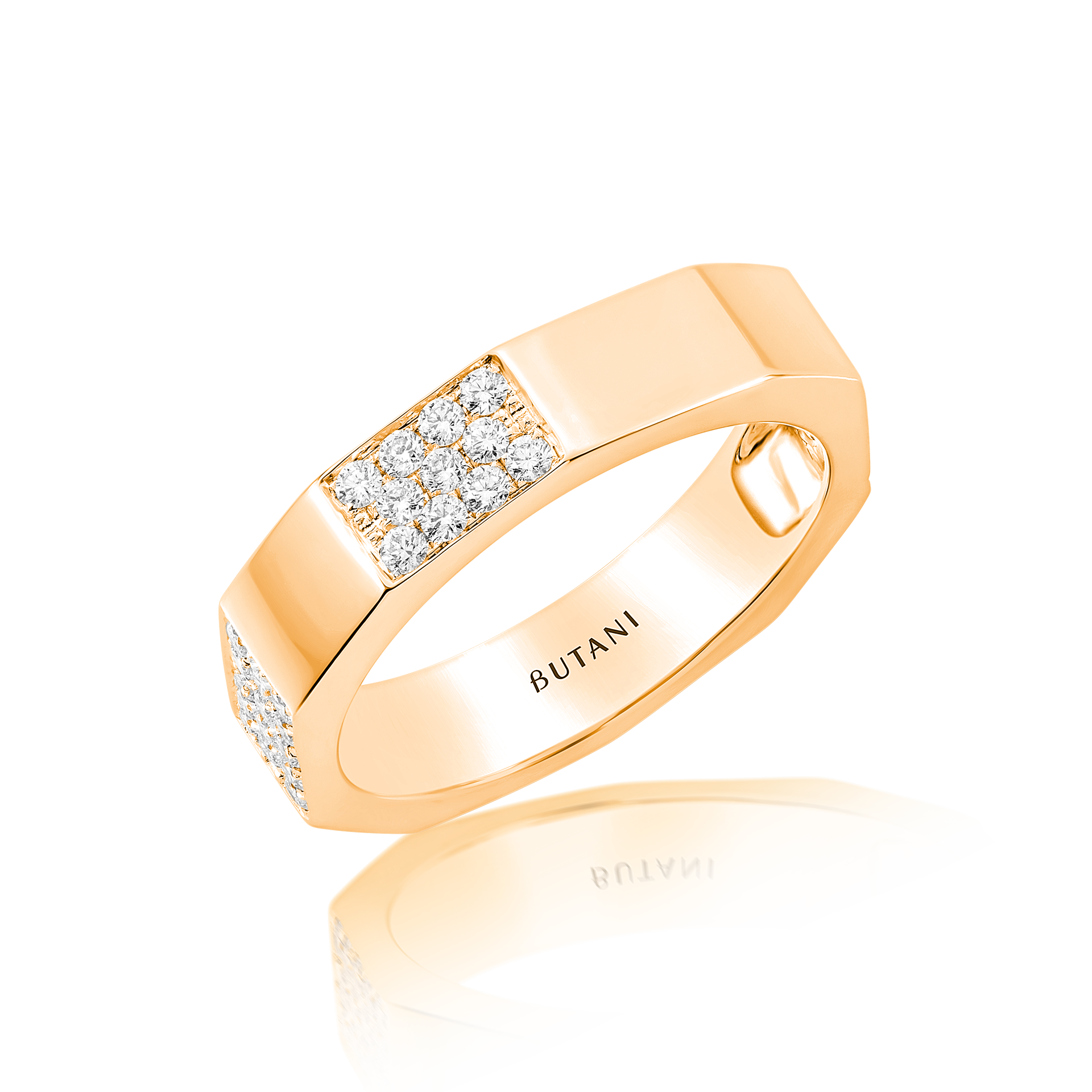 Nova Wide Diamond Ring In 18K Yellow Gold