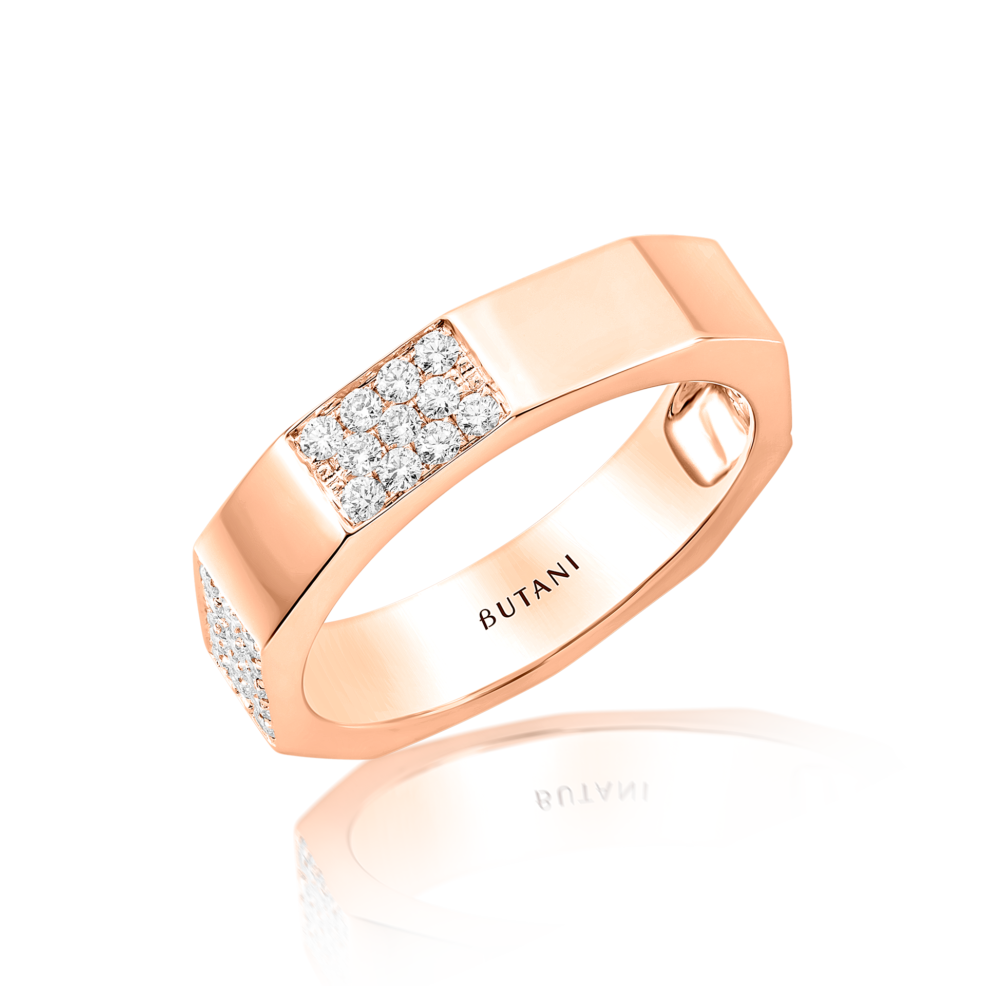 Nova Wide Diamond Ring In 18K Rose Gold