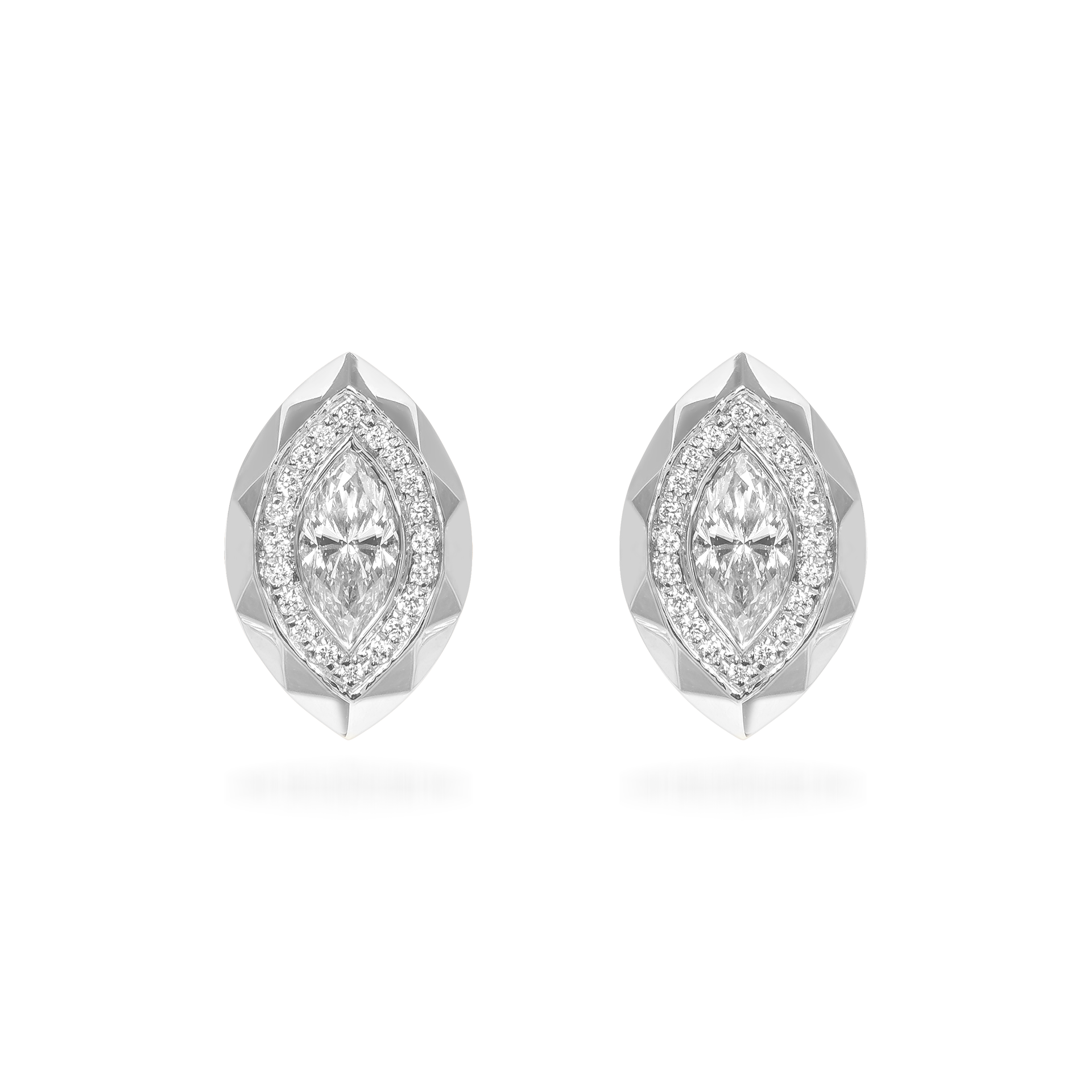 Metropolitan Marquise-Cut Diamond Halo Earrings In 18K White Gold