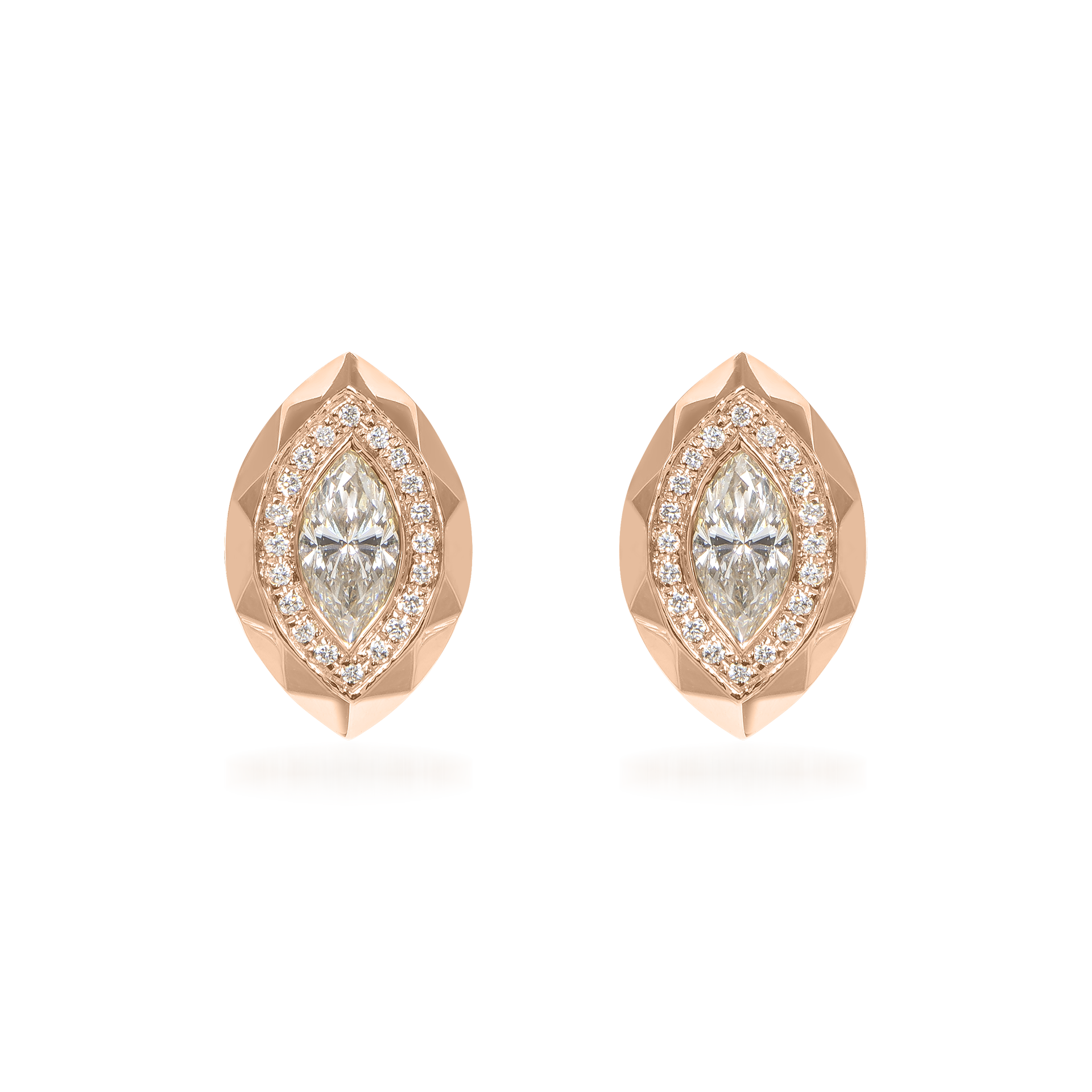 Metropolitan Marquise-Cut Diamond Halo Earrings In 18K Rose Gold