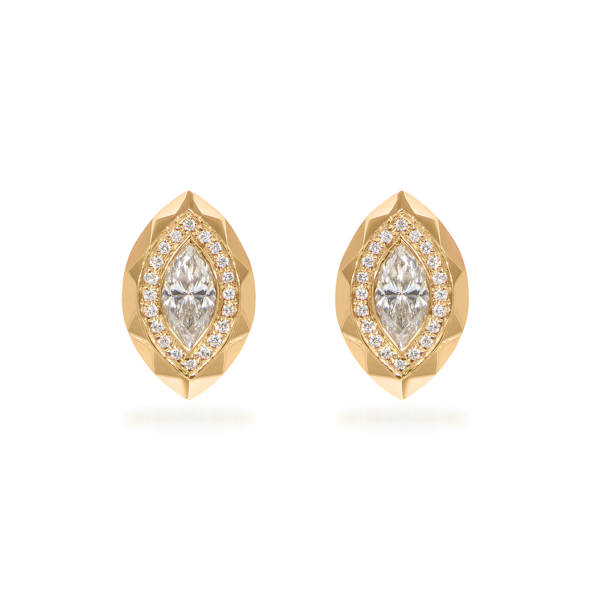 Metropolitan Marquise-Cut Diamond Halo Earrings In 18K Yellow Gold
