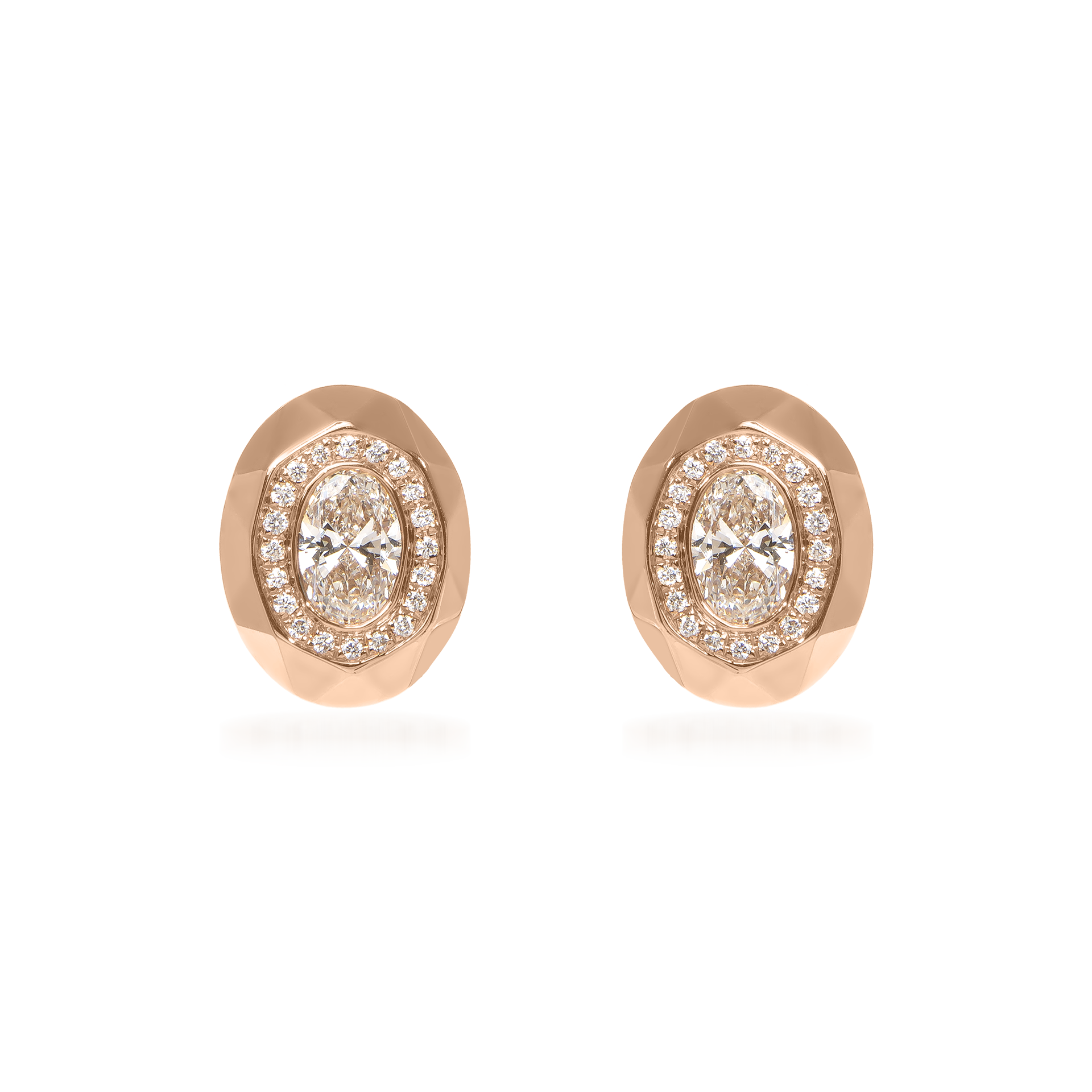 Metropolitan Oval-Cut Diamond Halo Earrings In 18K Rose Gold