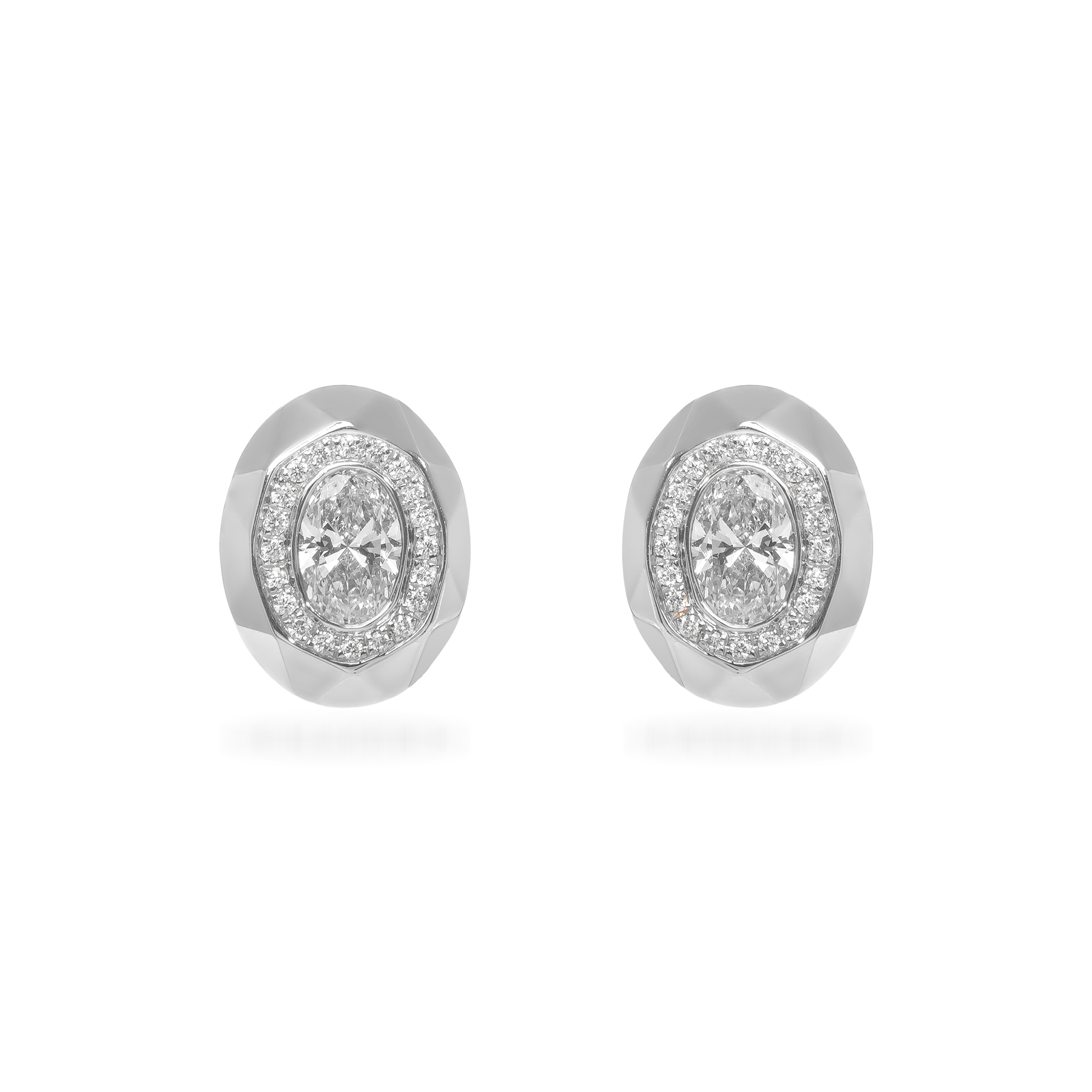 Metropolitan Oval-Cut Diamond Halo Earrings In 18K White Gold