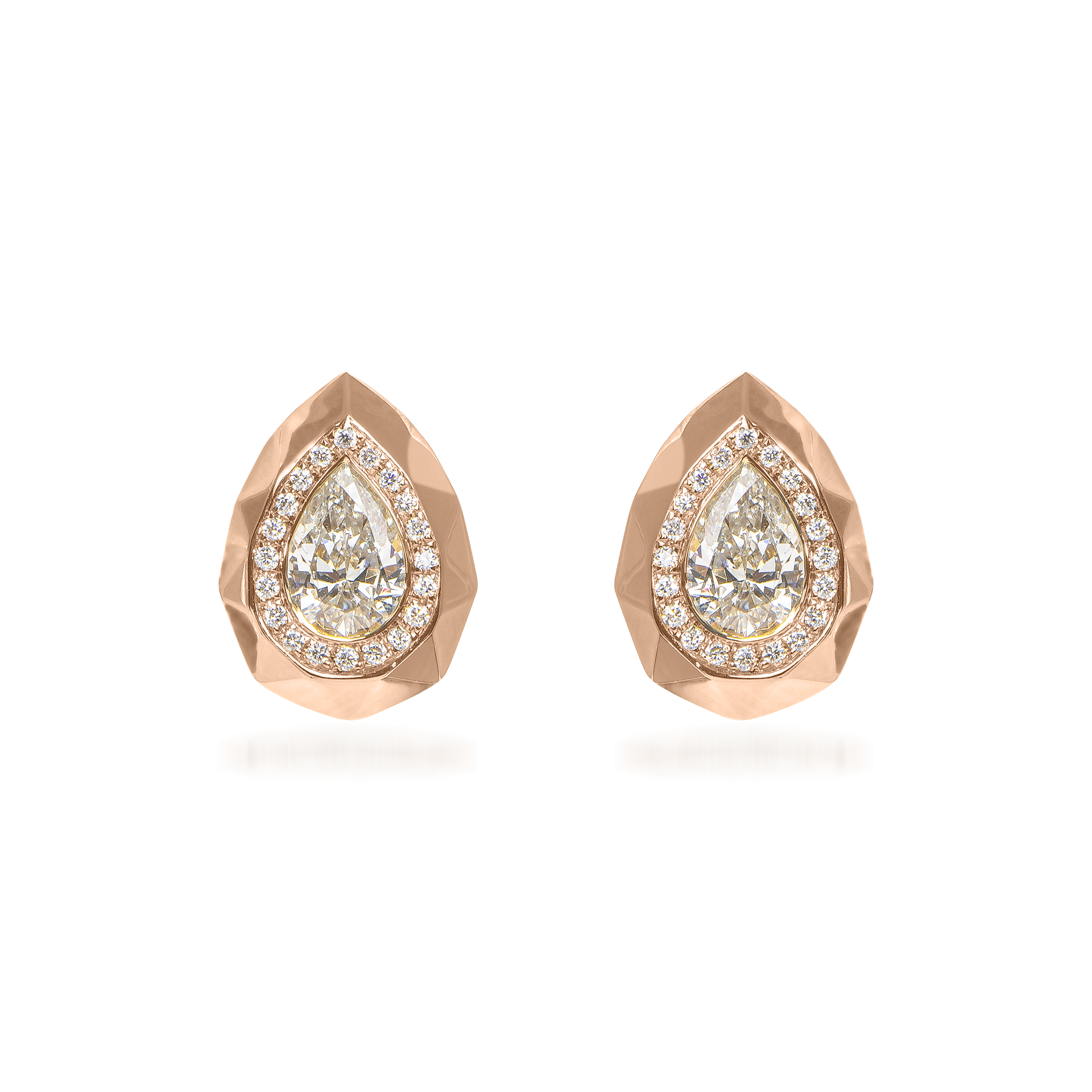 Metropolitan Pear-Cut Diamond Halo Earrings In 18K Rose Gold