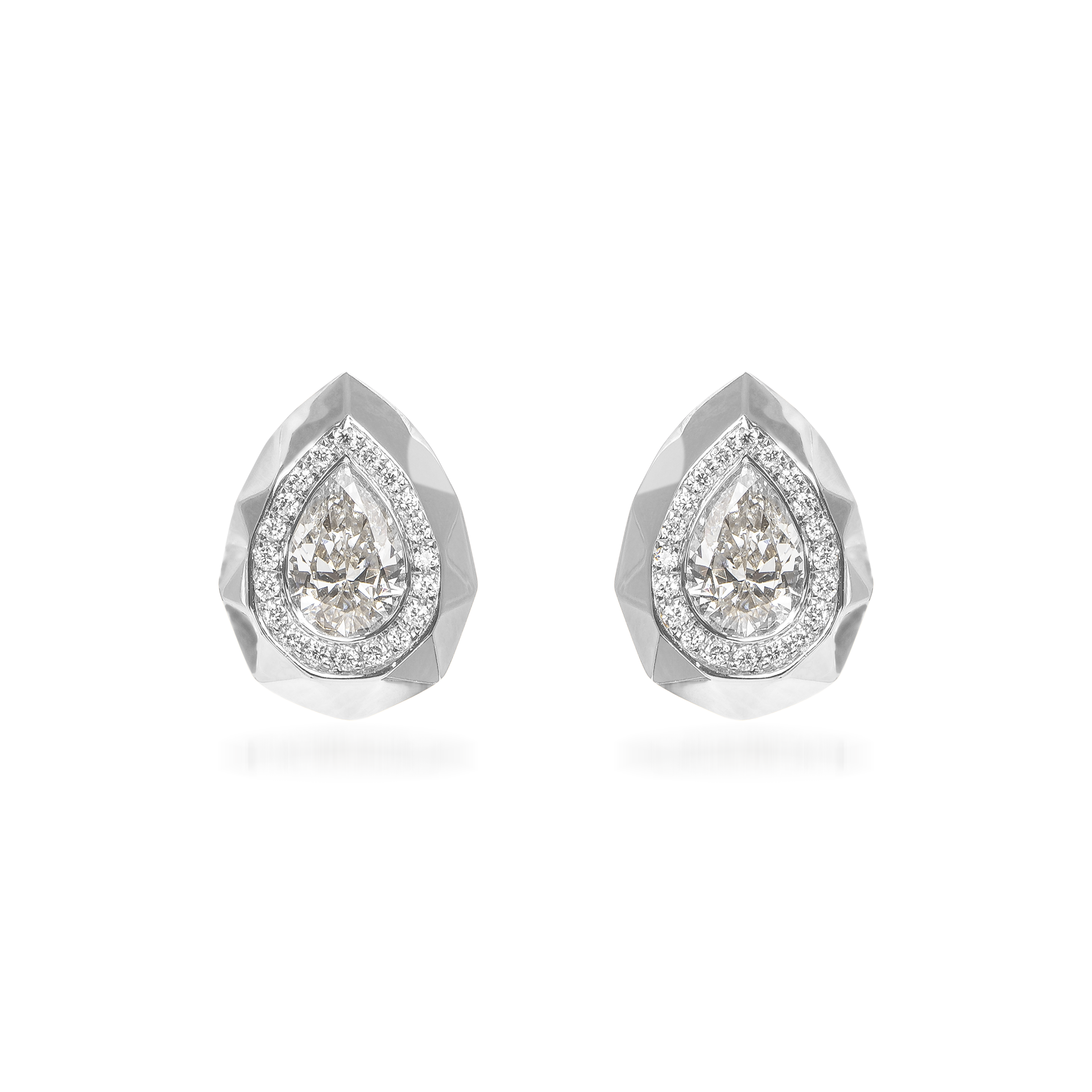 Metropolitan Pear-Cut Diamond Halo Earrings In 18K White Gold