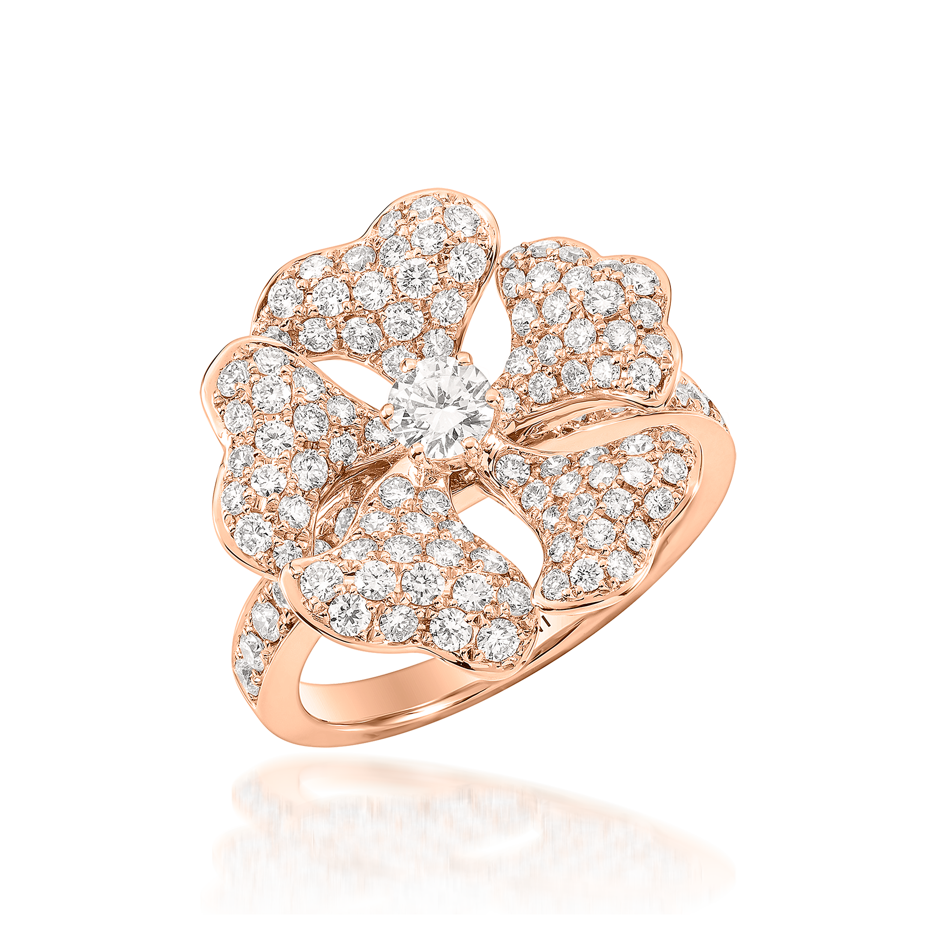 Bloom Gold and Pavé Diamond Ring In 18K Rose Gold