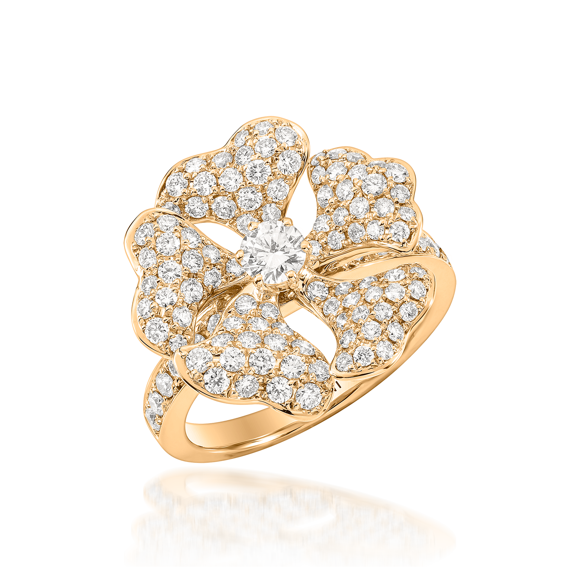 Bloom Gold and Pavé Diamond Ring In 18K Yellow Gold