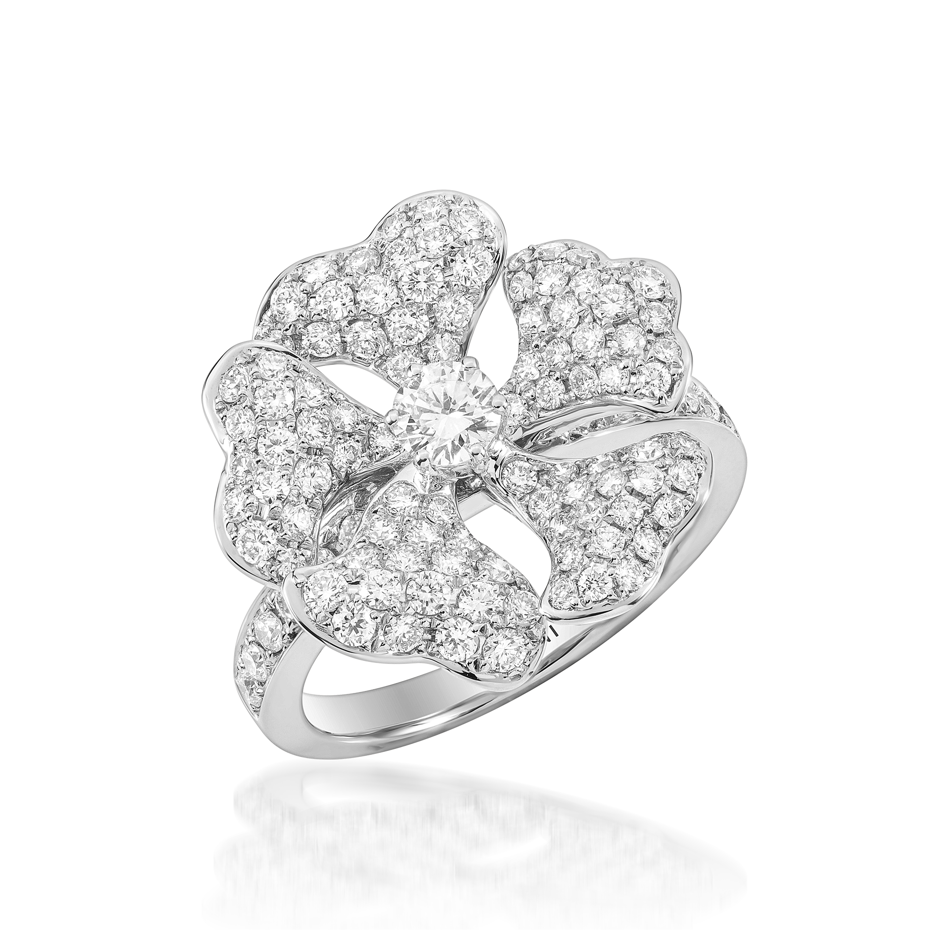 Bloom Gold and Pavé Diamond Ring In 18K White Gold
