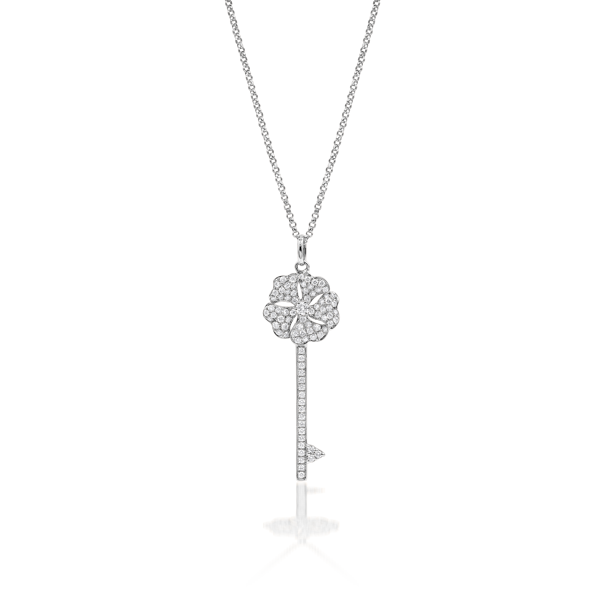 Diamond Heart Key Necklace 1/15 ct tw 10K Rose Gold 18