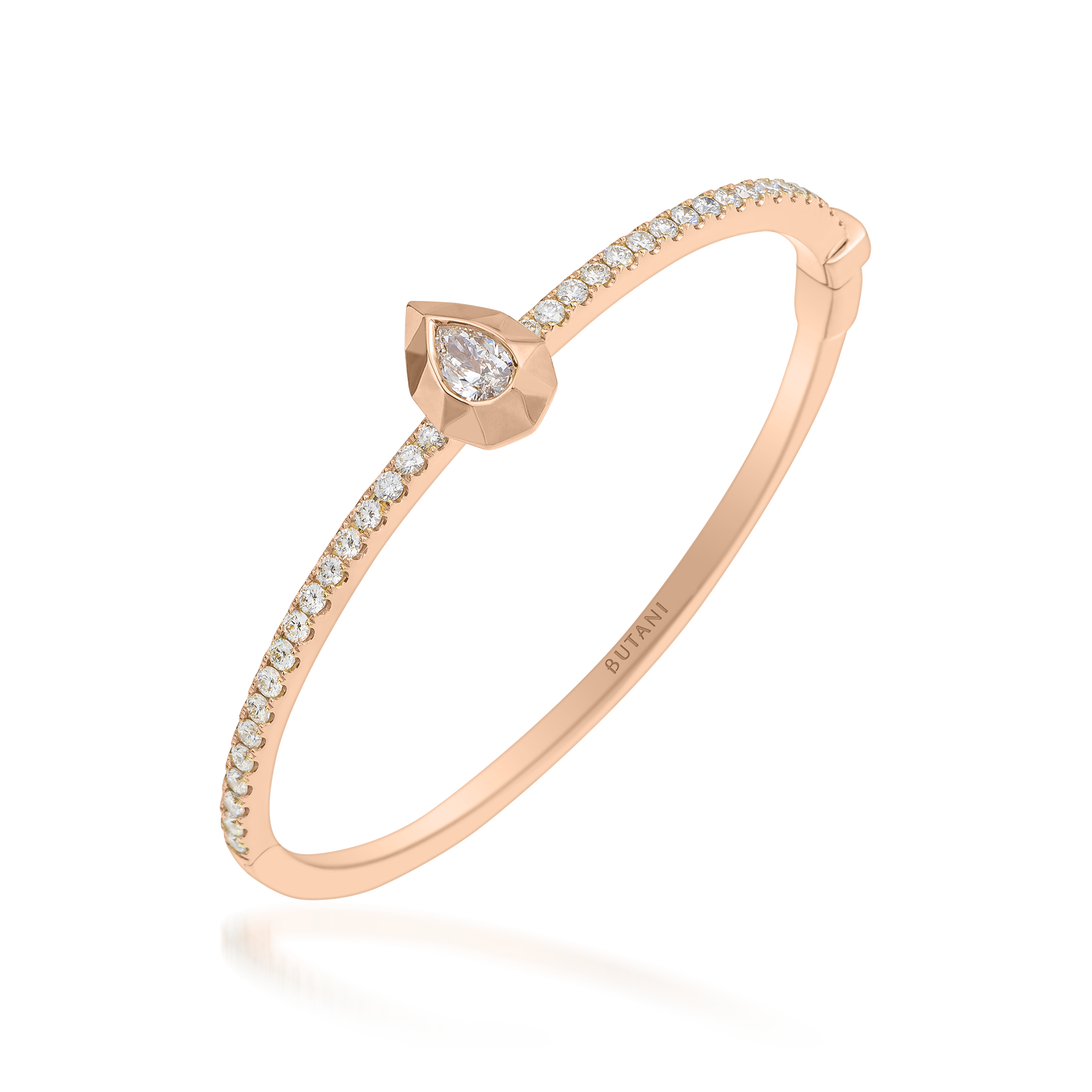 Metropolitan Diamond Pear-cut Motif Bangle In 18K Rose Gold