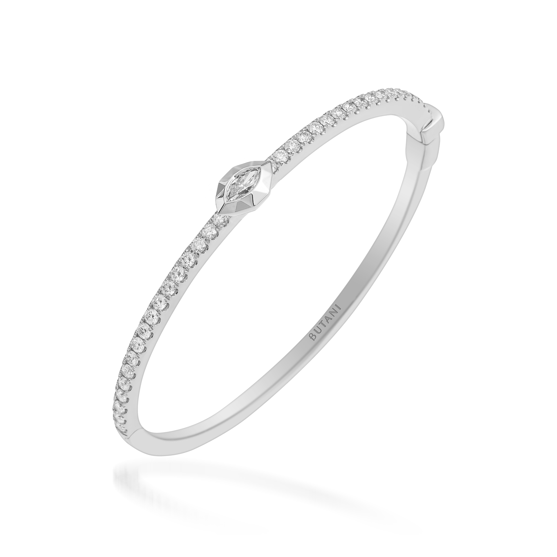 Metropolitan Diamond Marquise-cut Motif Bangle In 18K White Gold