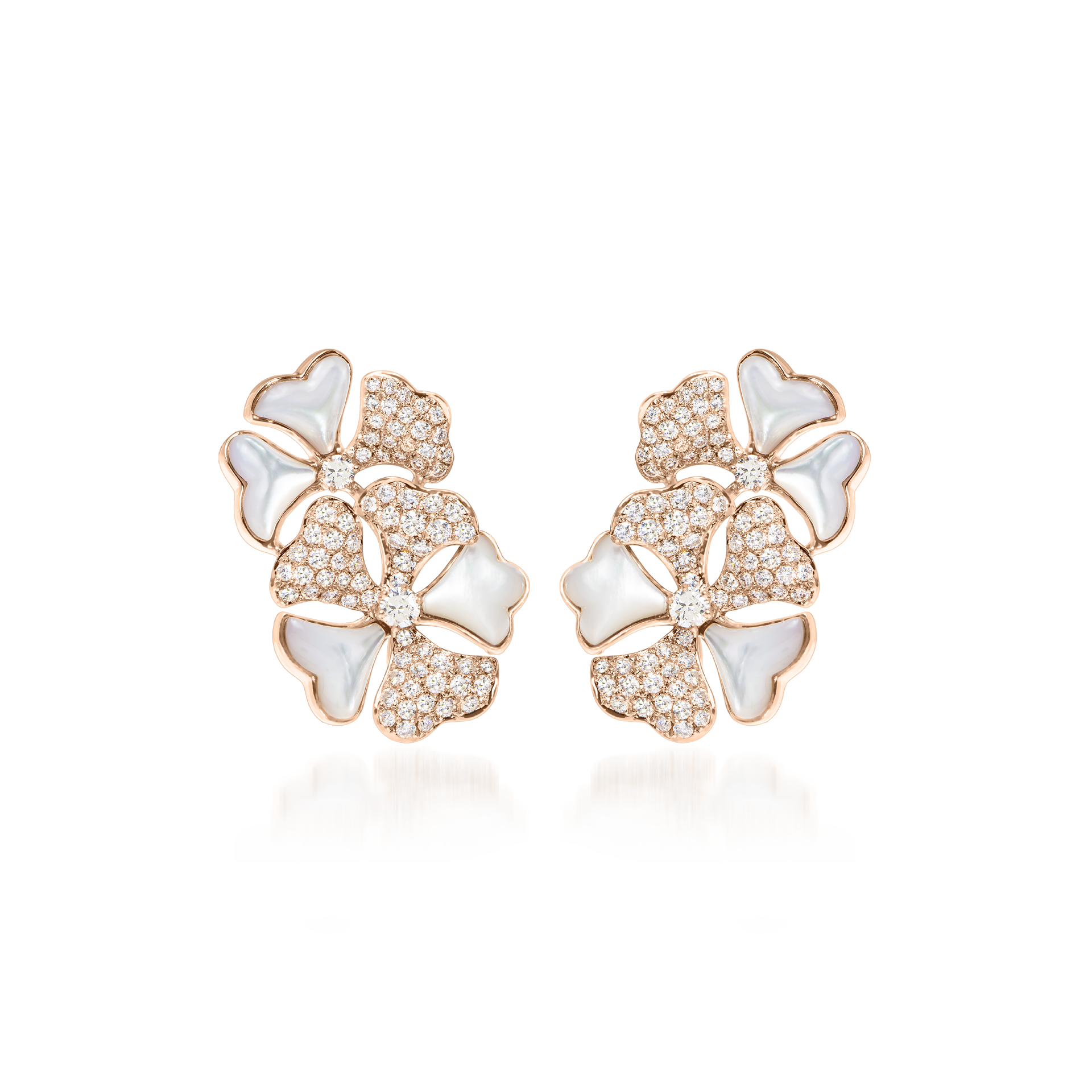 Bloom Diamond and White Mother-of-Pearl Cluster Earrings In 18K Rose Gold