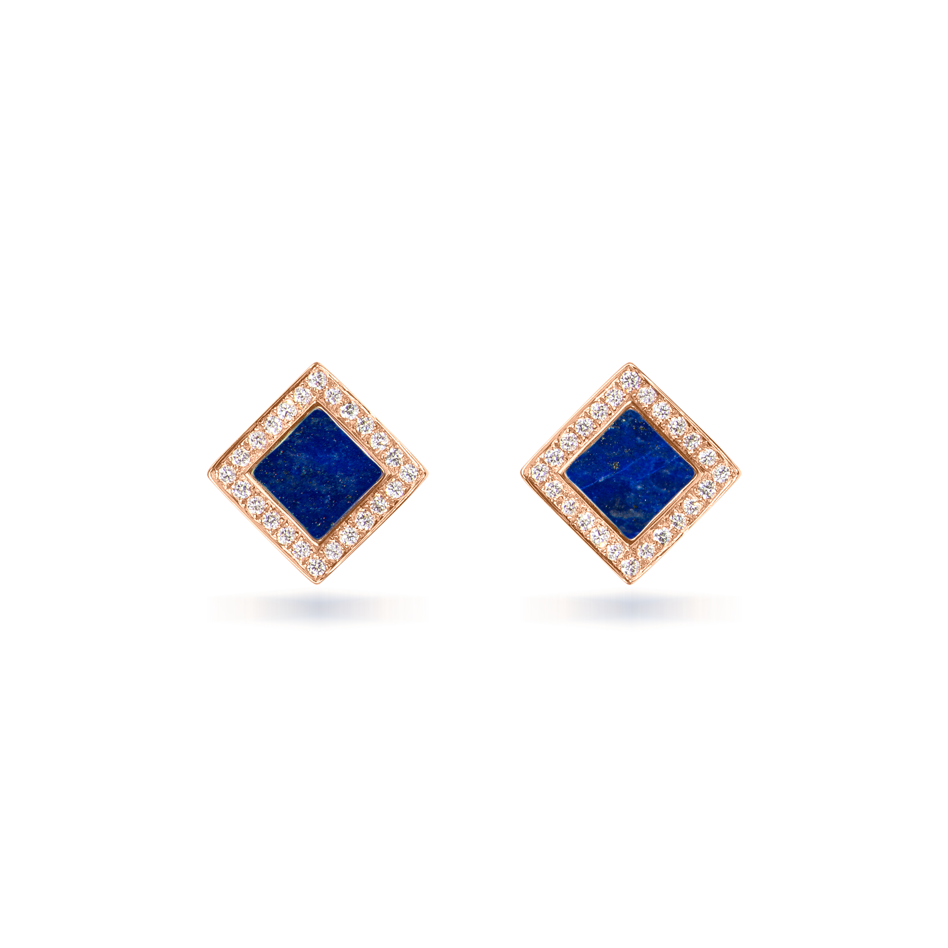 Nova Diamond and Lapis Lazuli Quadratic Stud Earrings In 18K Rose Gold