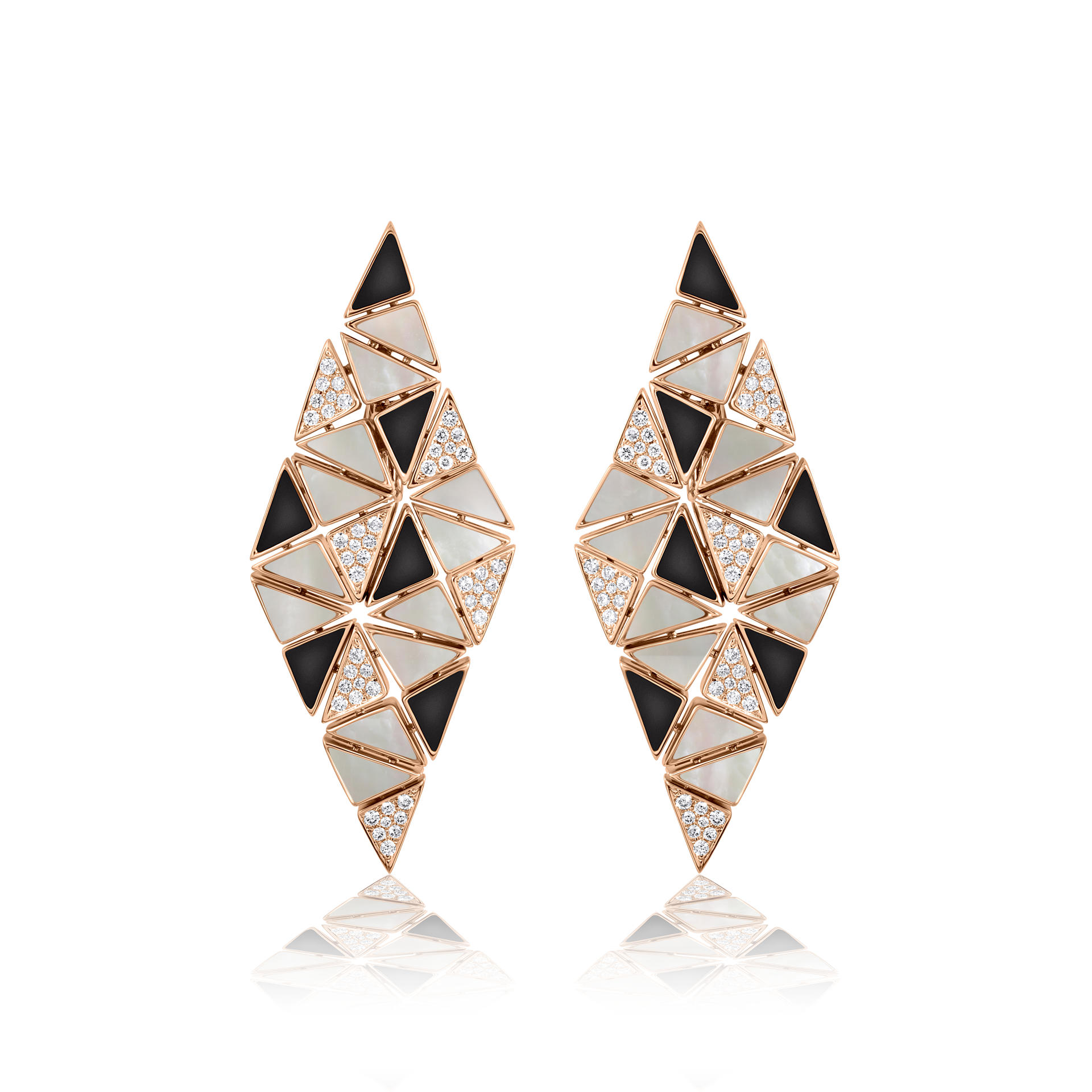 Louis Vuitton Color Blossom Long Earrings, Pink Gold, White Mother-of-Pearl and Diamonds. Size NSA