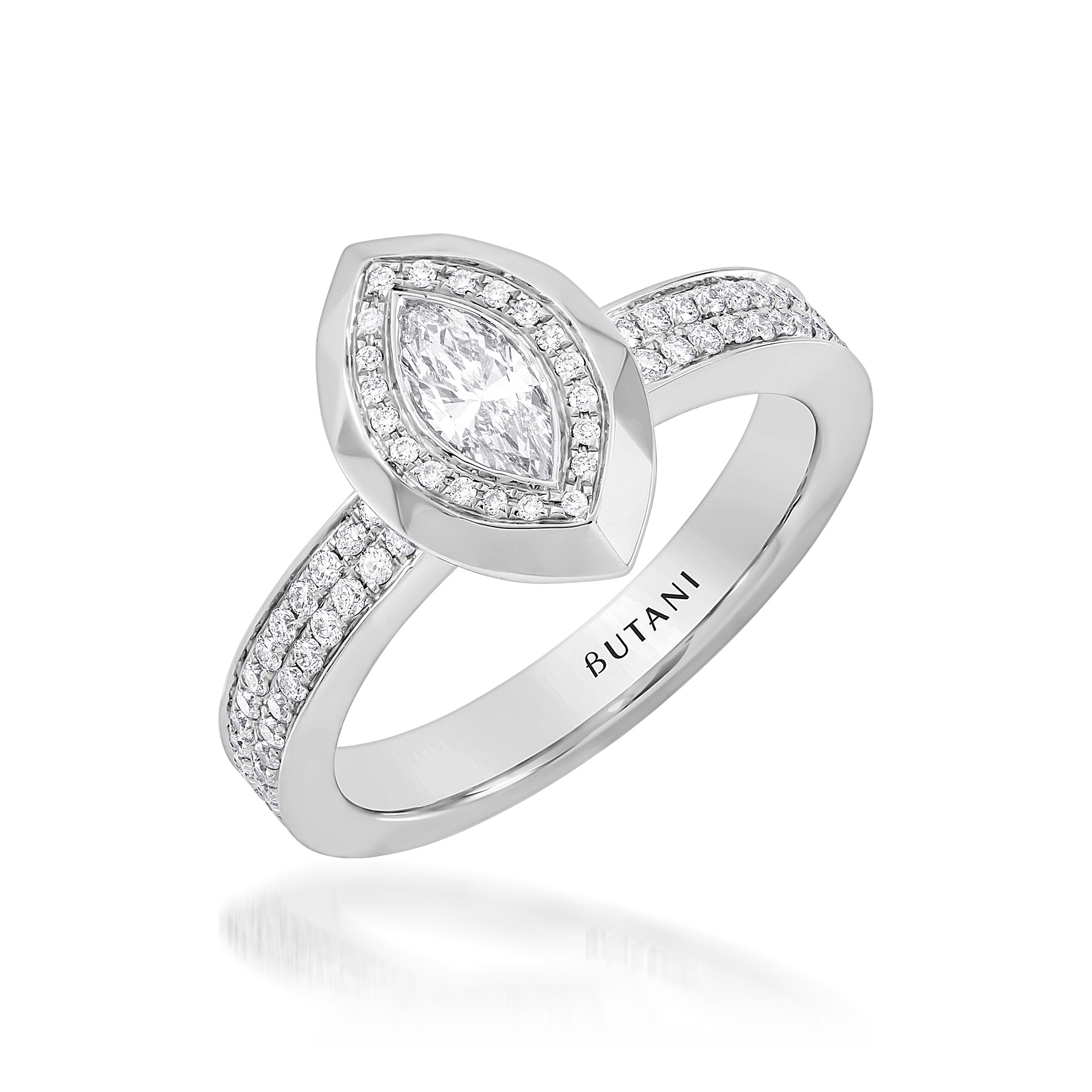 Metropolitan Marquise-cut Diamond Halo Ring In 18K White Gold