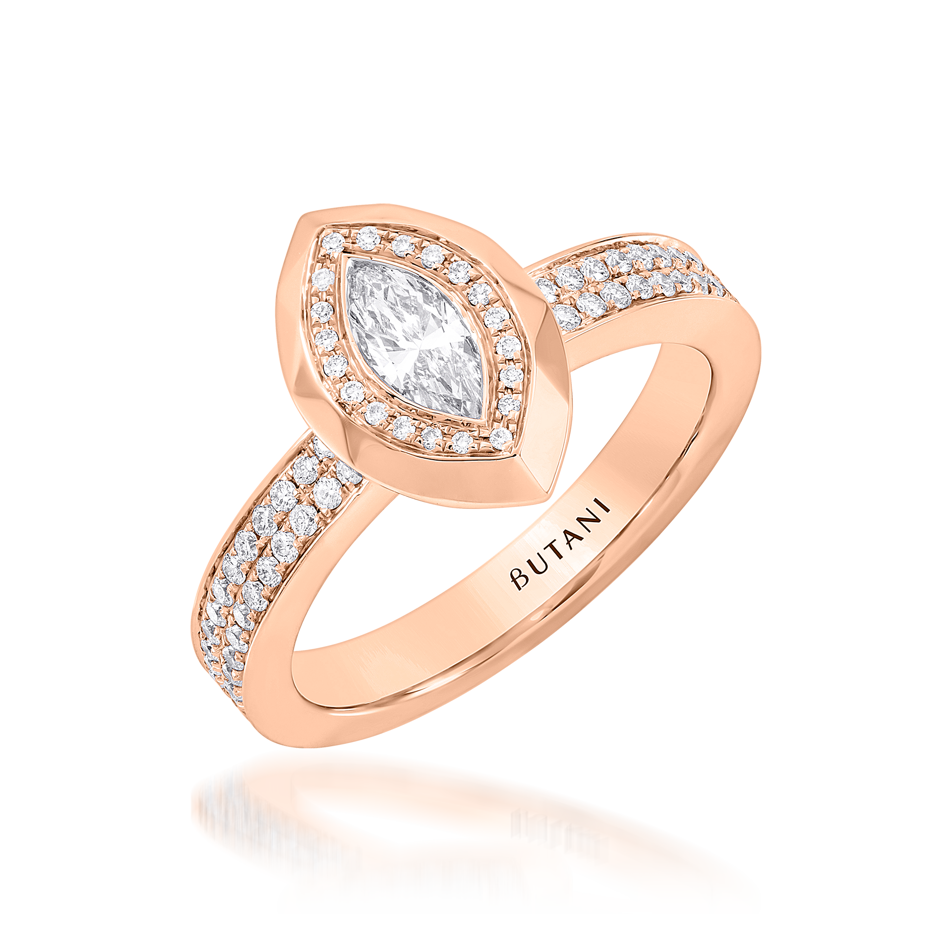 Metropolitan Marquise-cut Diamond Halo Ring  In 18K Rose Gold