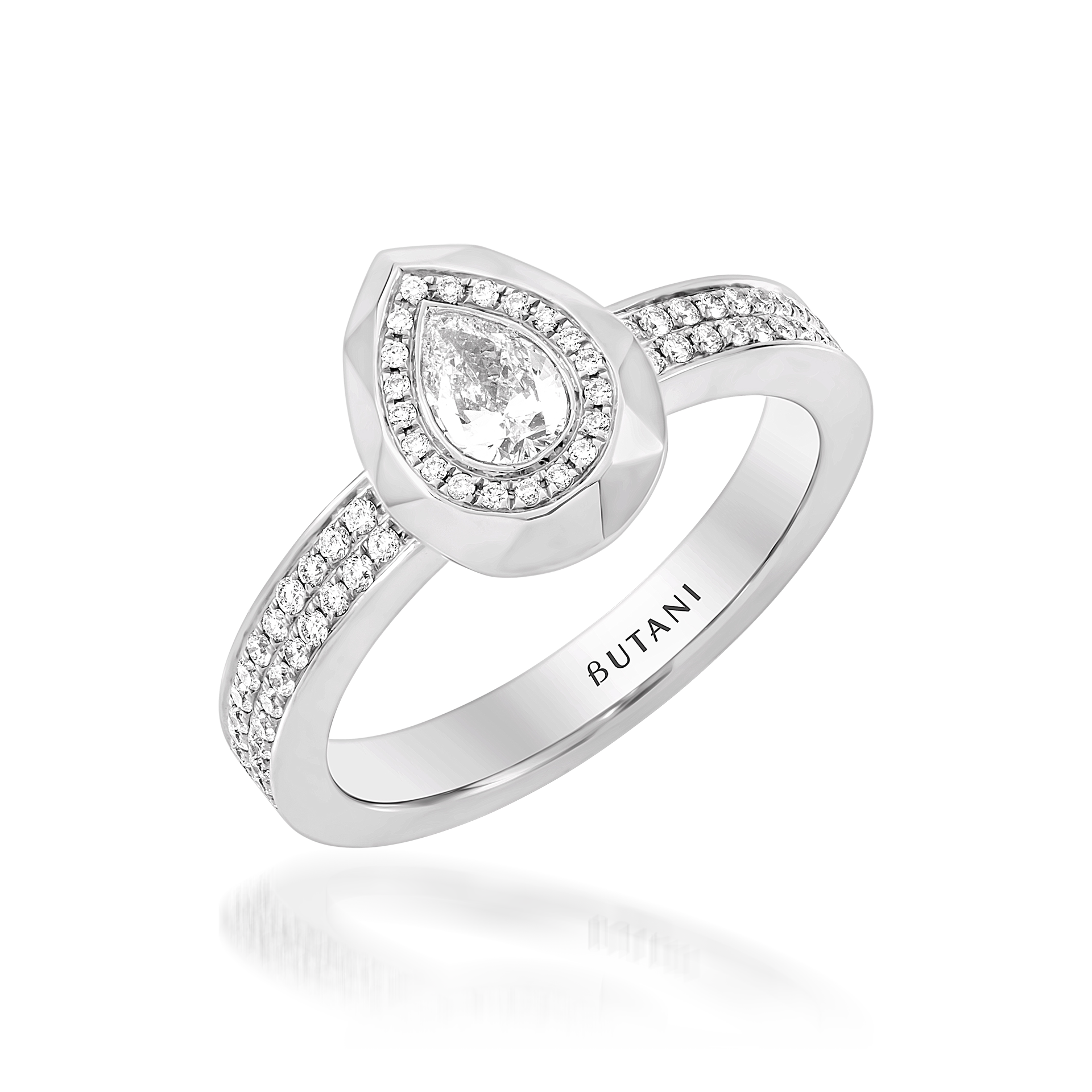 Metropolitan Pear-cut Diamond Halo Ring In 18K White Gold