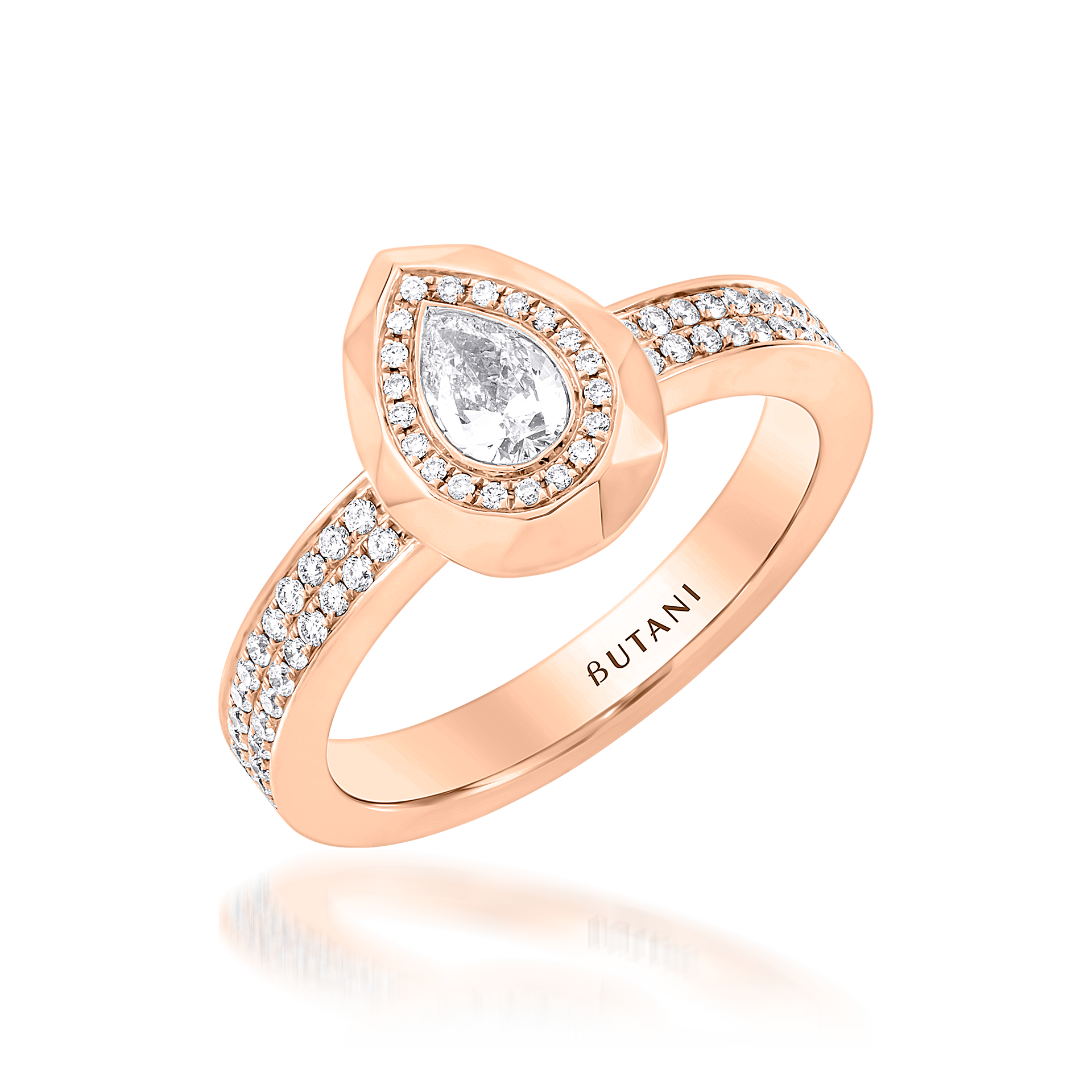 Metropolitan Pear-cut Diamond Halo Ring In 18K Rose Gold