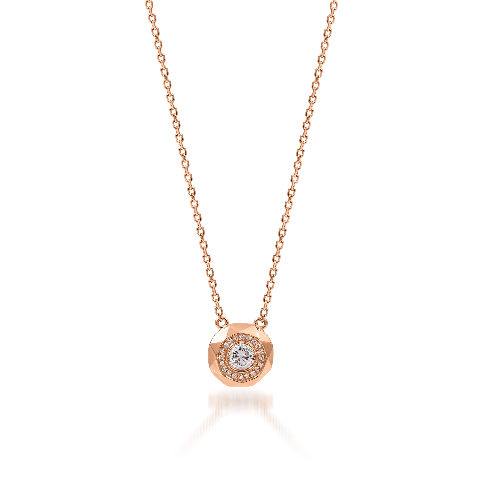 Metropolitan Round-cut Diamond Halo Necklace In 18K Rose Gold