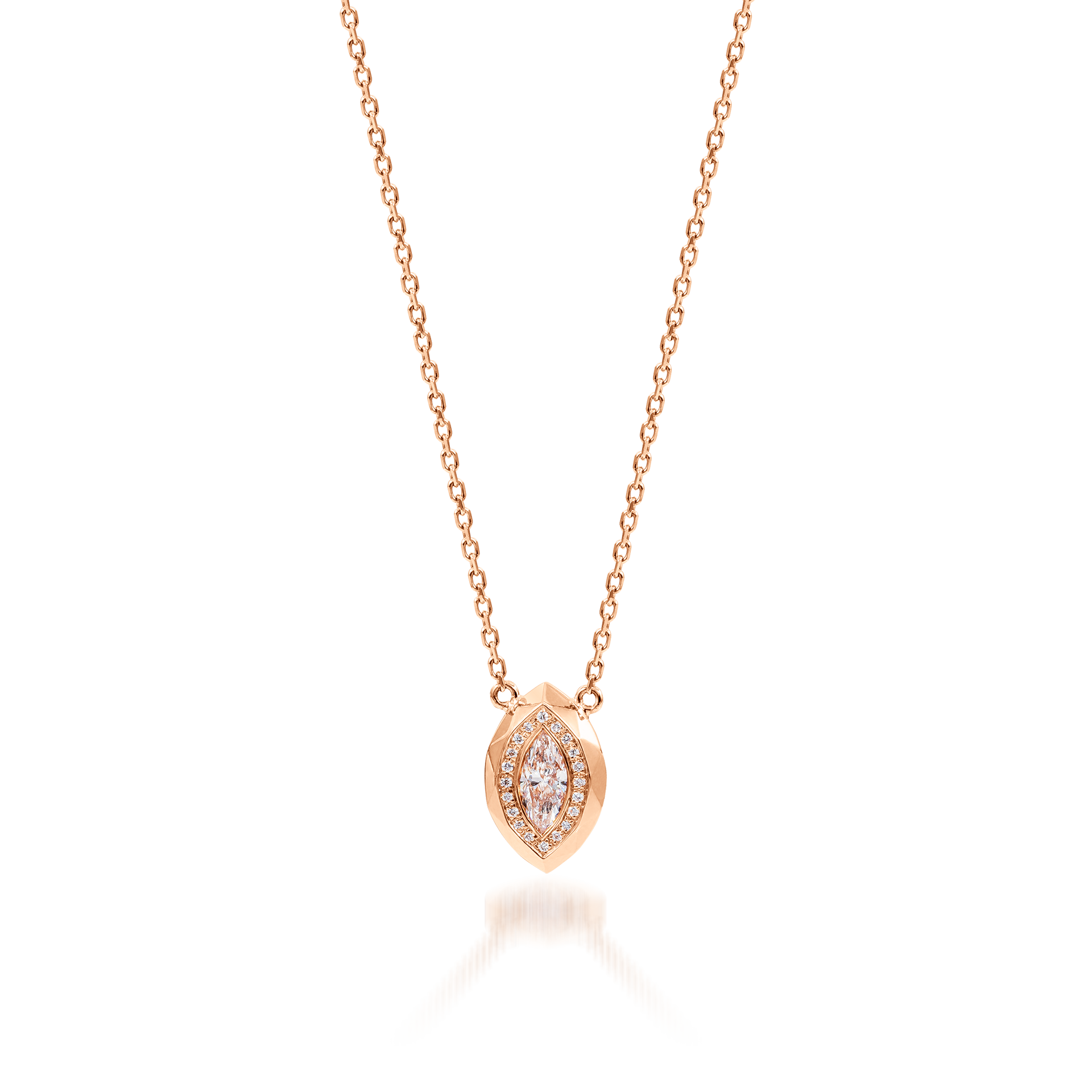 Metropolitan Marquise-cut Diamond Halo Necklace In 18K Rose Gold