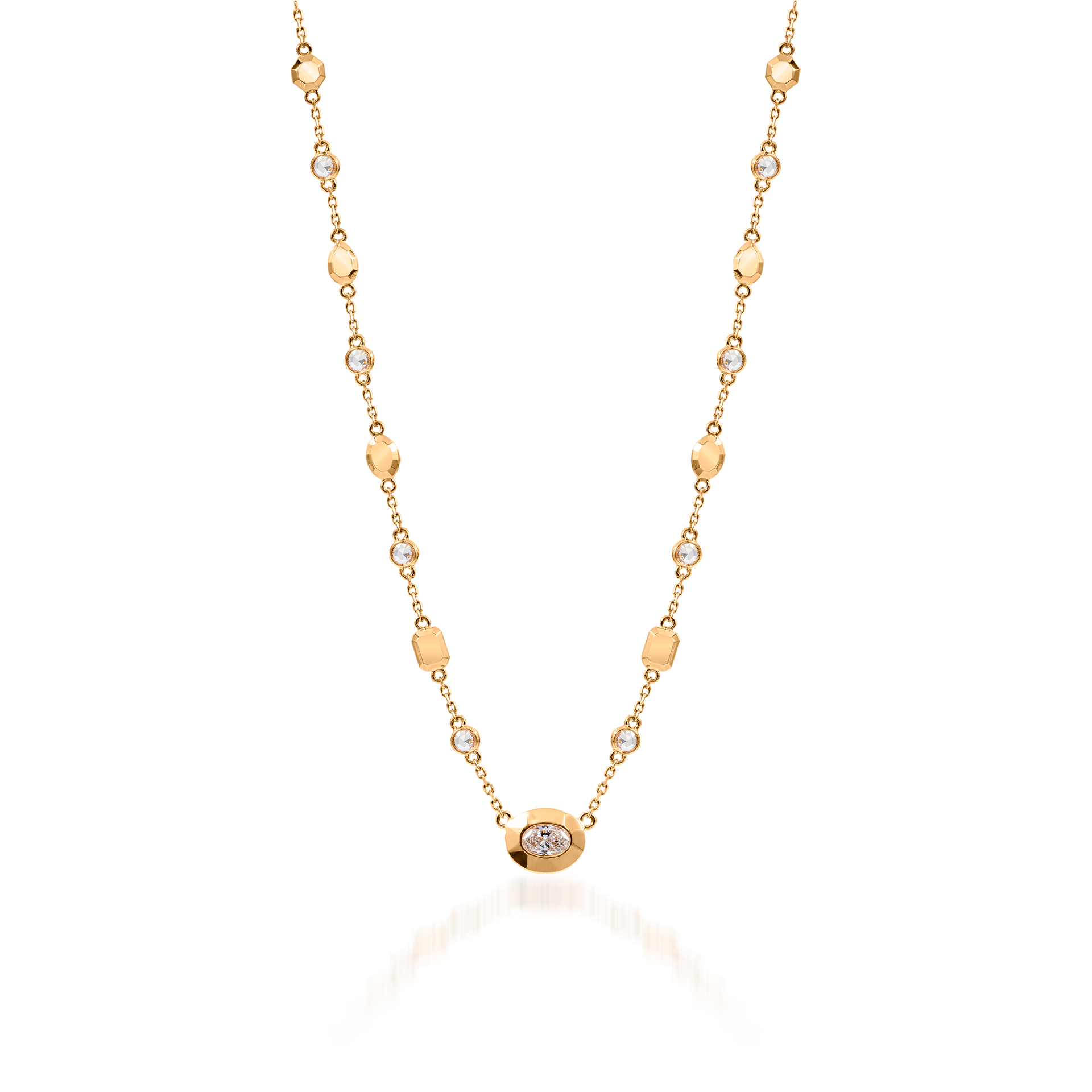 Metropolitan Marquise-cut Diamond Pendant and Motif Necklace In 18K Yellow Gold