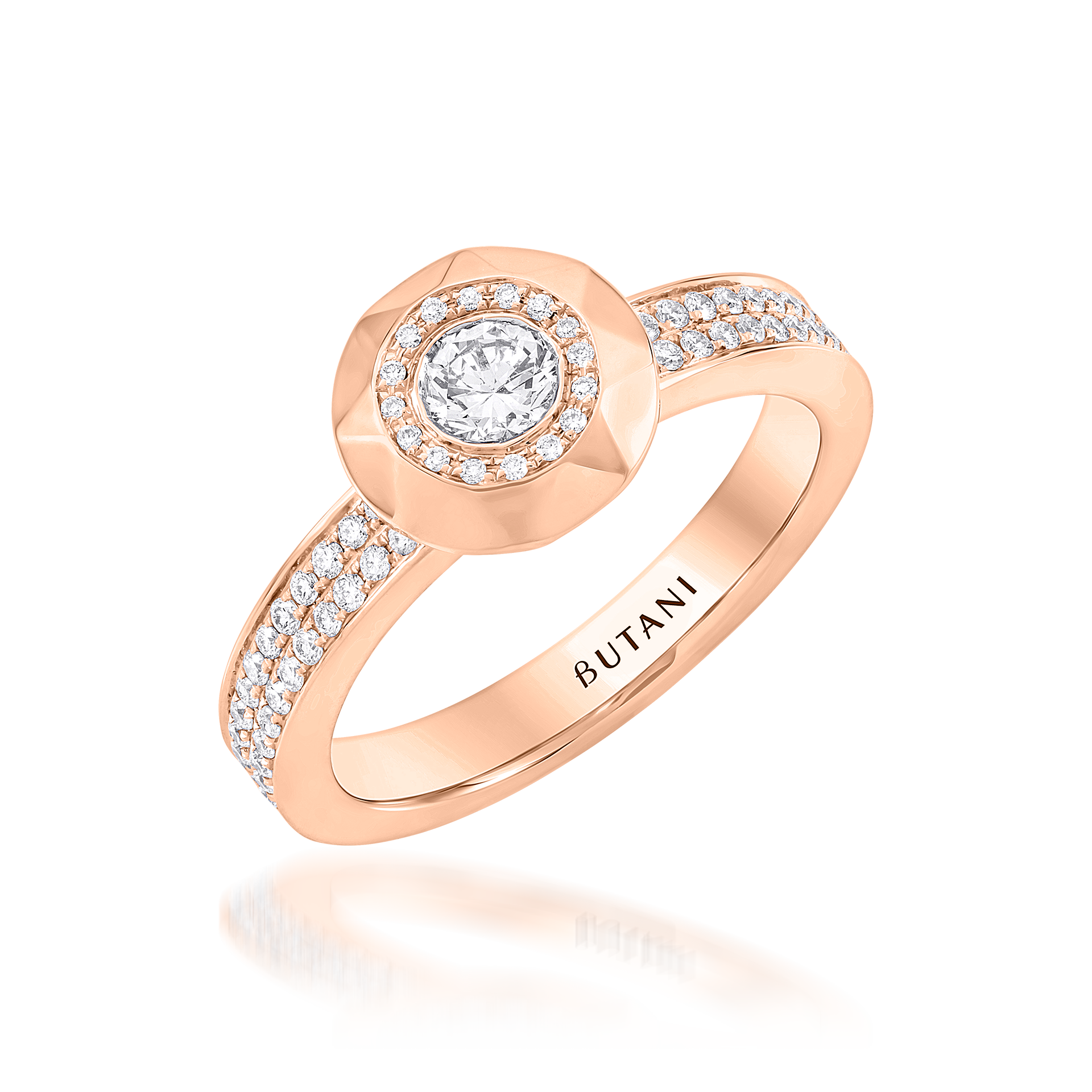 Metropolitan Round-cut Diamond Halo Ring In 18K Rose Gold