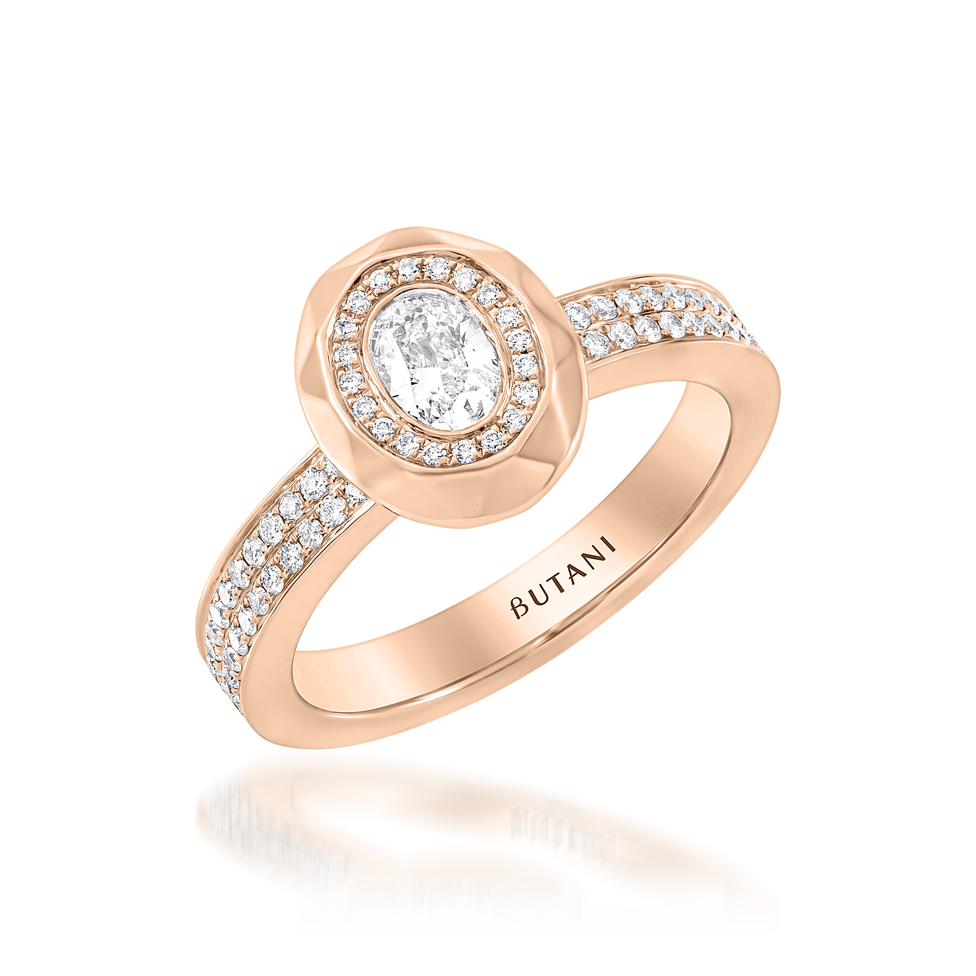 Metropolitan Oval-cut Diamond Halo Ring In 18K Rose Gold