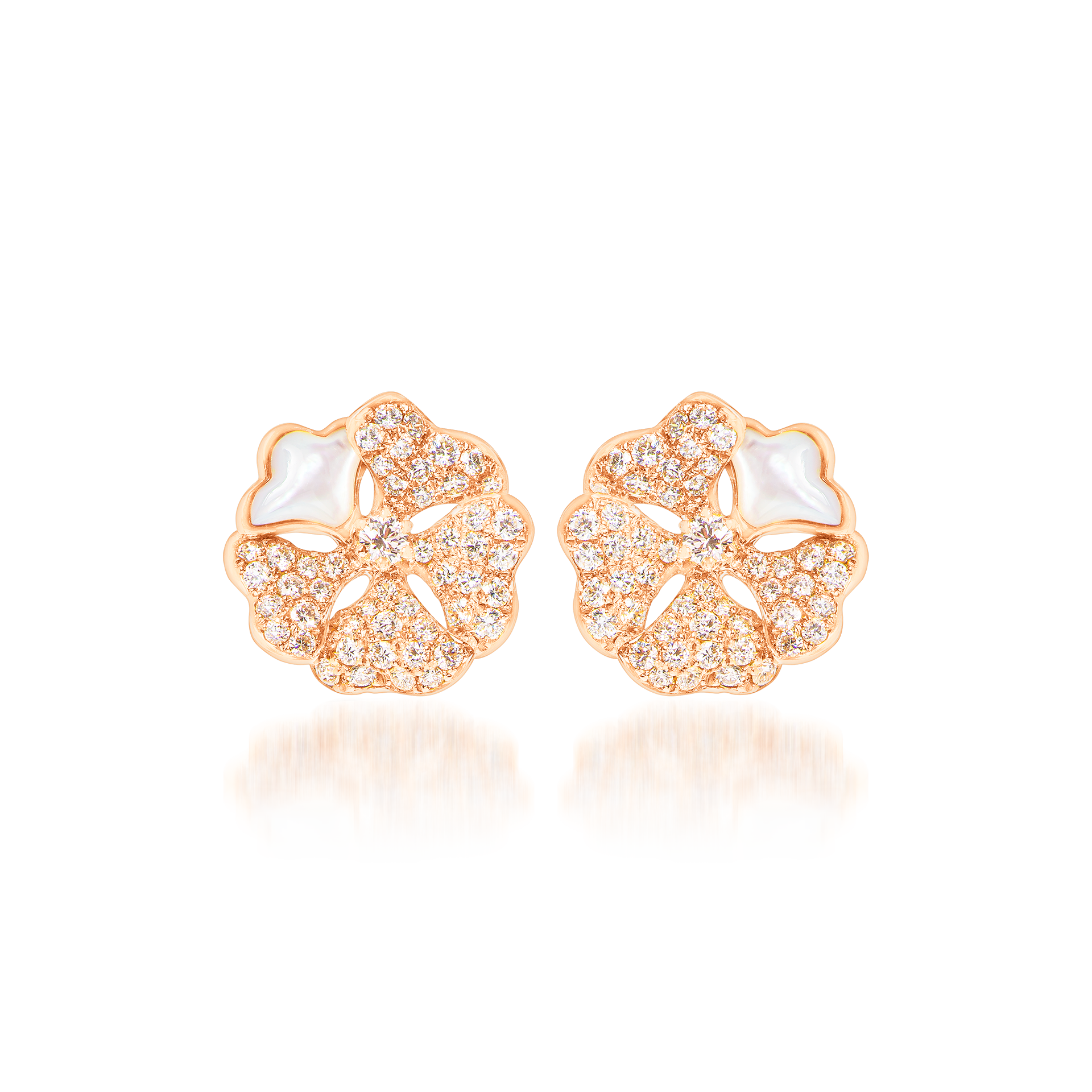 Bloom Diamond and White Mother-of-Pearl Bloom Earring Tops In 18K Rose Gold