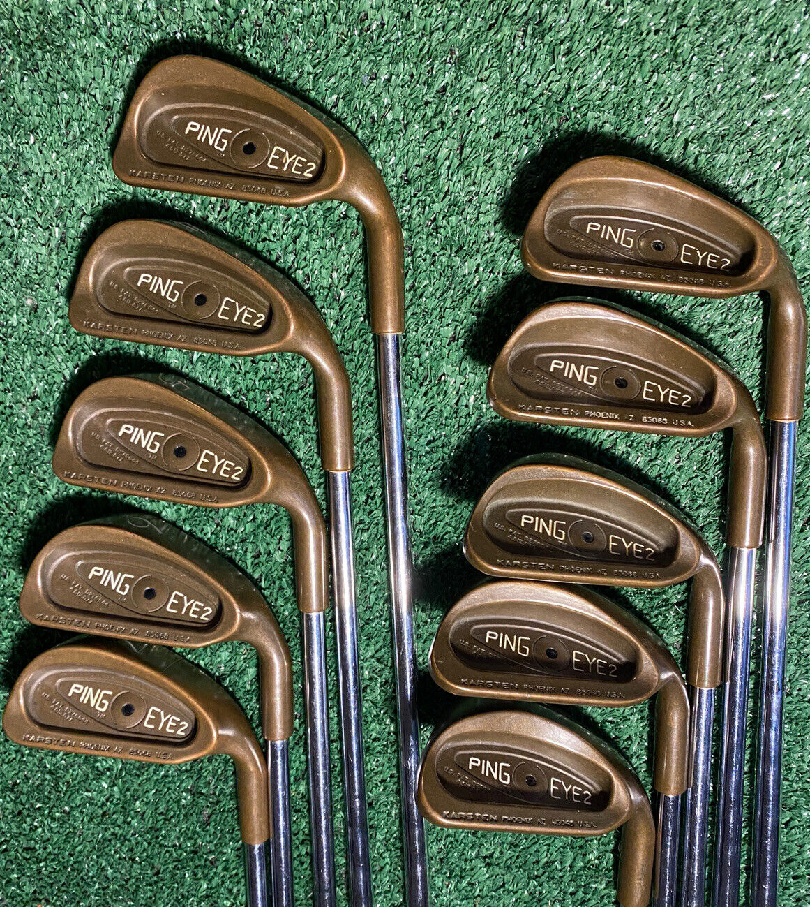 PING EYE 2 RARE BECU BLACK DOT 3-9, W,S,L Iron Set, W/ B69 HOTDOG PUTTER  RARE