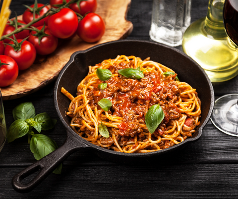 Spaghetti bolognese made with Mad Mountain Sweet Chilli Sauce for sweet flavour and a touch of hot chilli. 