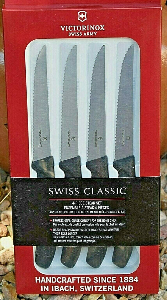 Swiss Classic 6-Piece 4.5 Round Tip Serrated Steak Knife Set by Victorinox