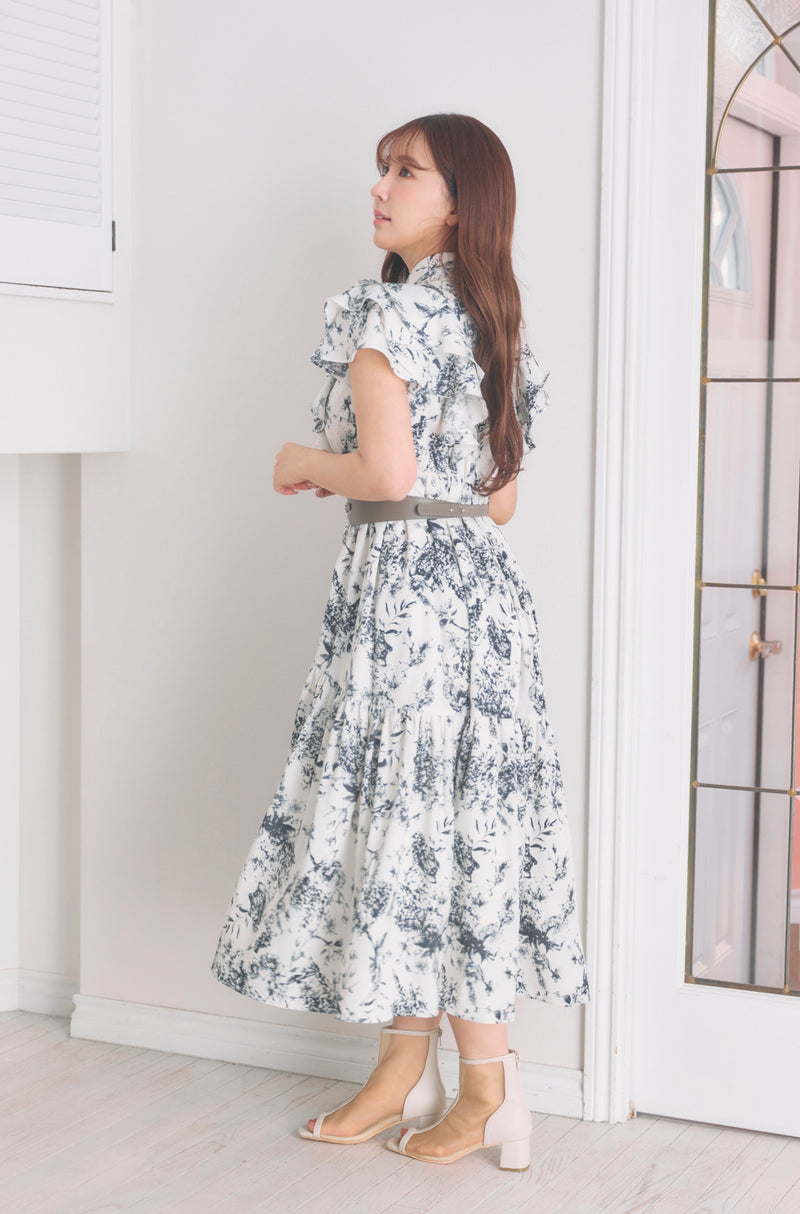 ワンピースミストレアス Floral Frill Tiered Shirt Dress