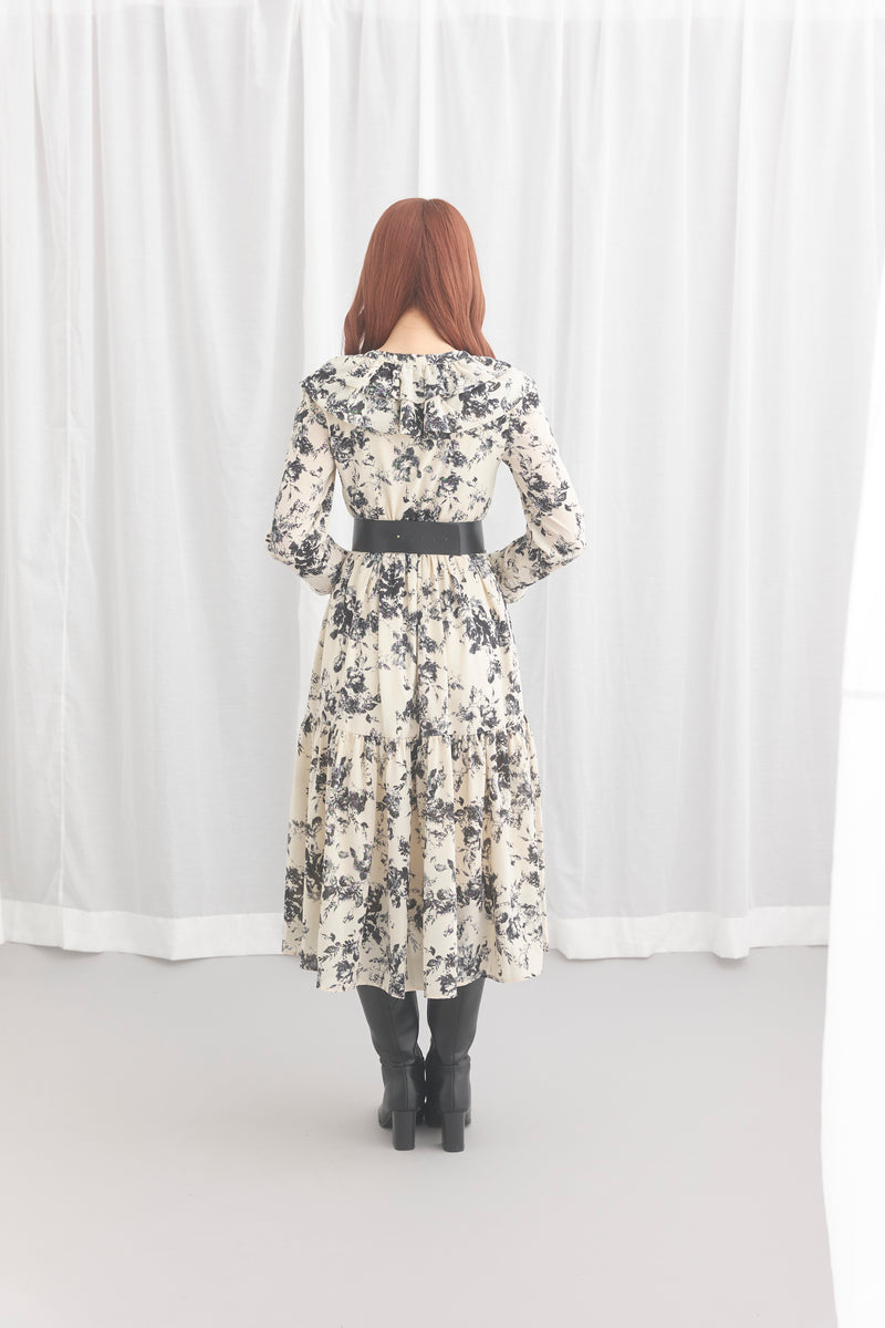 高級な Flower Pattern Belt Set Frill Dress alamocirugiaplastica.com