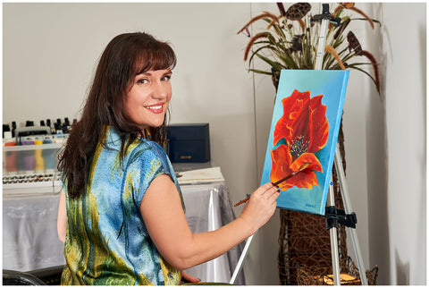 Alesia Chaika Painting Flower Of Inspiration at her Art & Style Academy in Buffalo Grove, IL USA