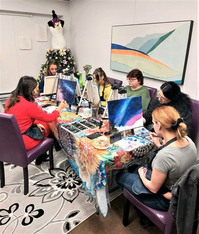 Art Party Universe-Milky Way. Birthday Celebration, Social Painting, Corporate Art Day with Artist Alesia Chaika at Art & Style Academy in Buffalo Grove, IL Chicago